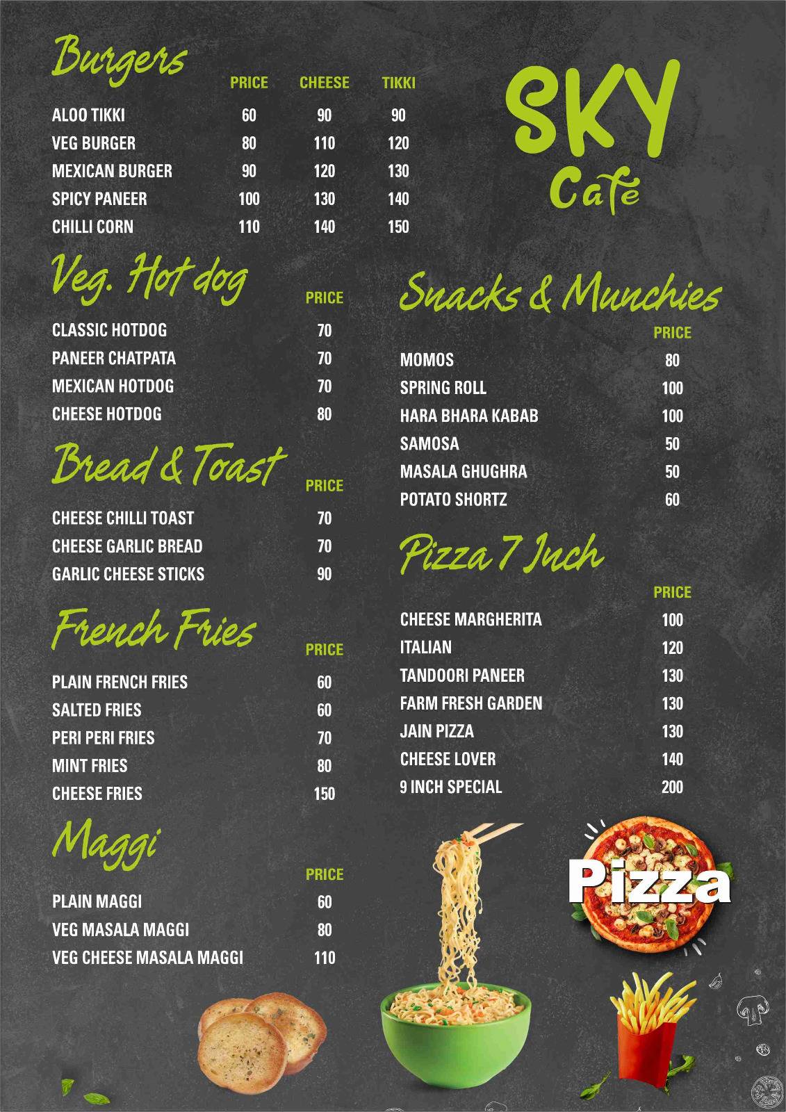 Sky Cafe menu