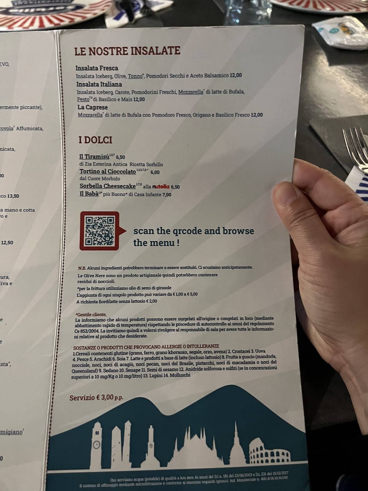 Menu de Sorbillo Roma