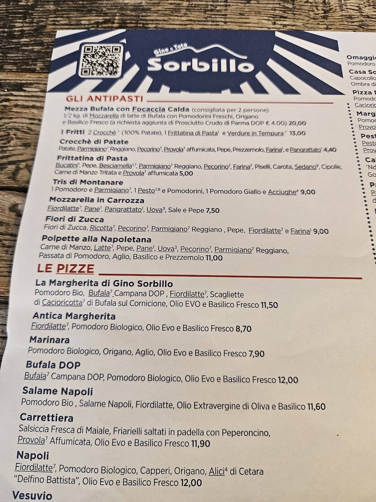 Menu di Sorbillo Roma 
