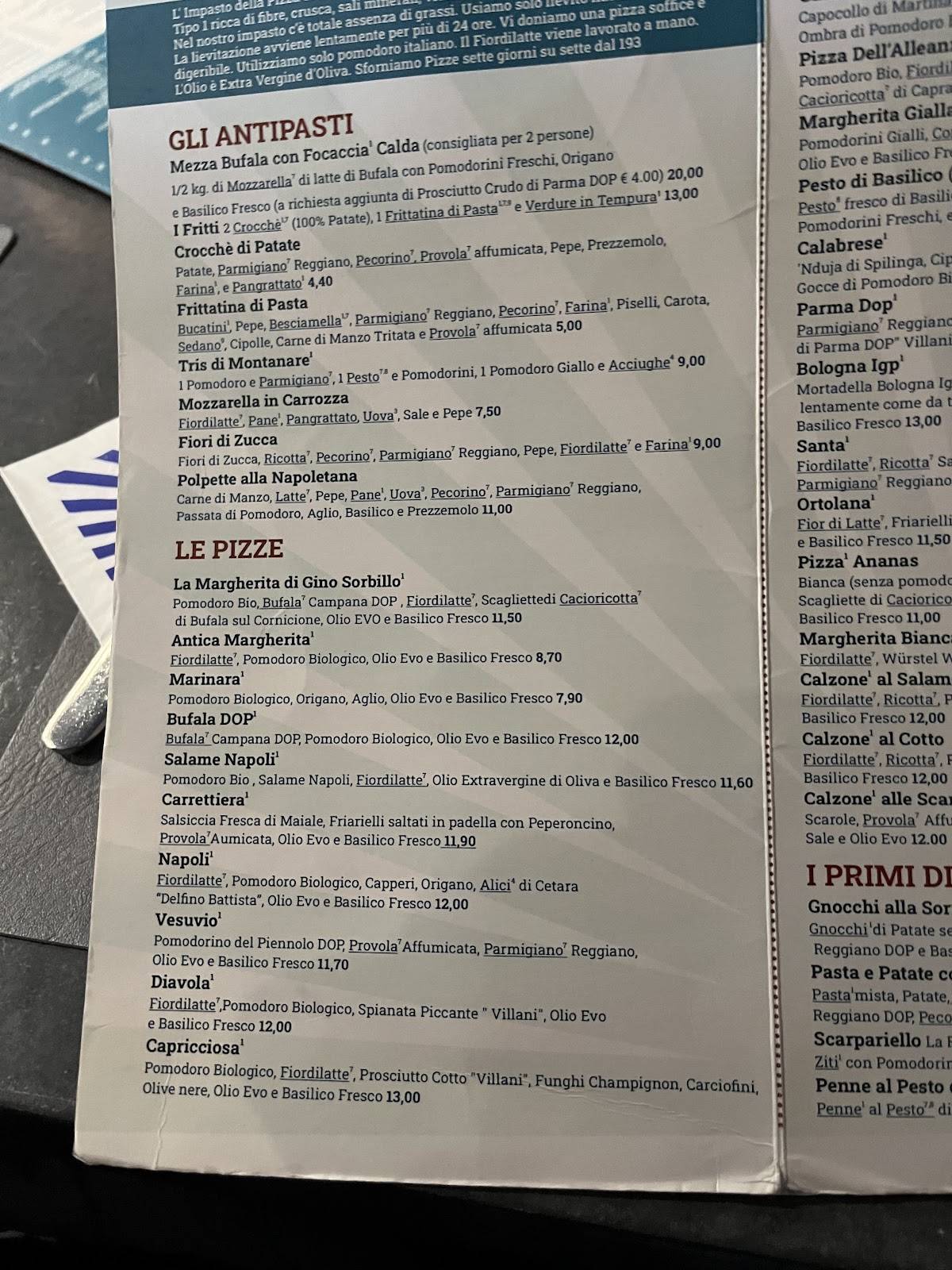 Menu de Sorbillo Roma