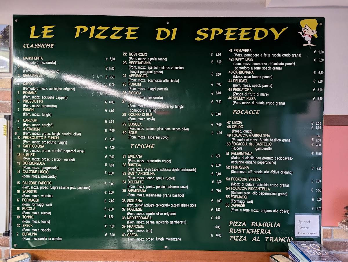 Menu di Speedy pizza livraga 