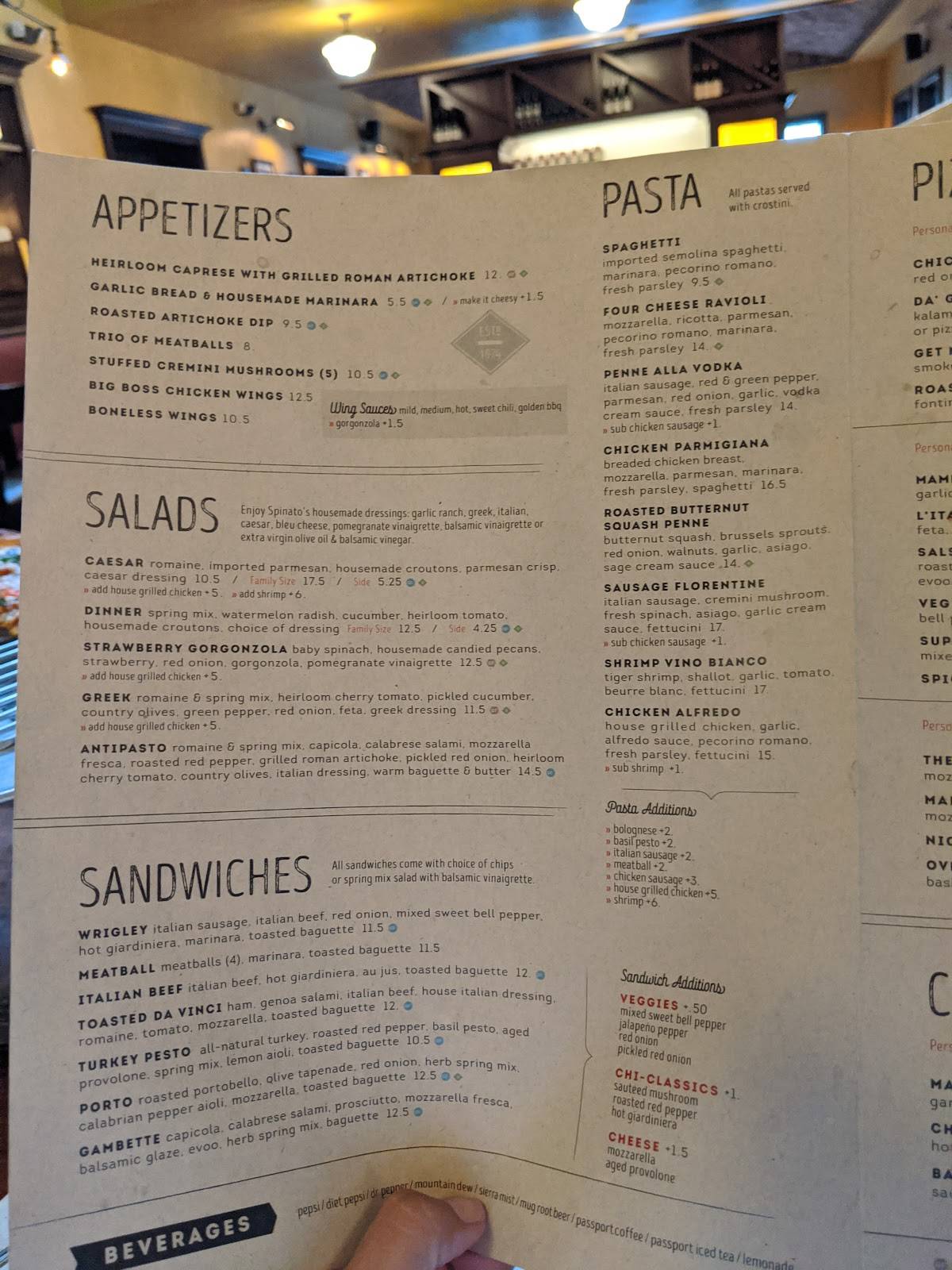 Menu At Spinato S Pizzeria And Family Kitchen Phoenix N 7th St
