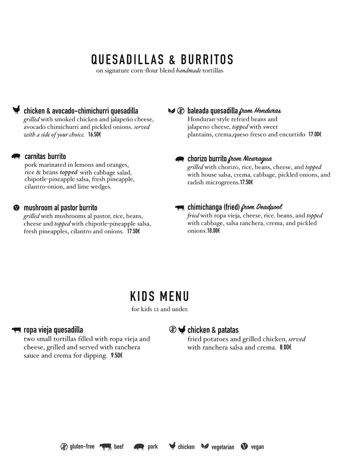 Menu di To Je Tako Mexican Restaurant 