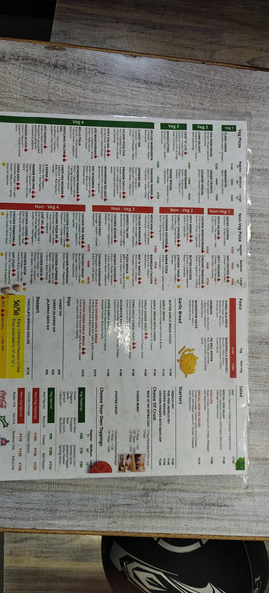 Square Pizza menu