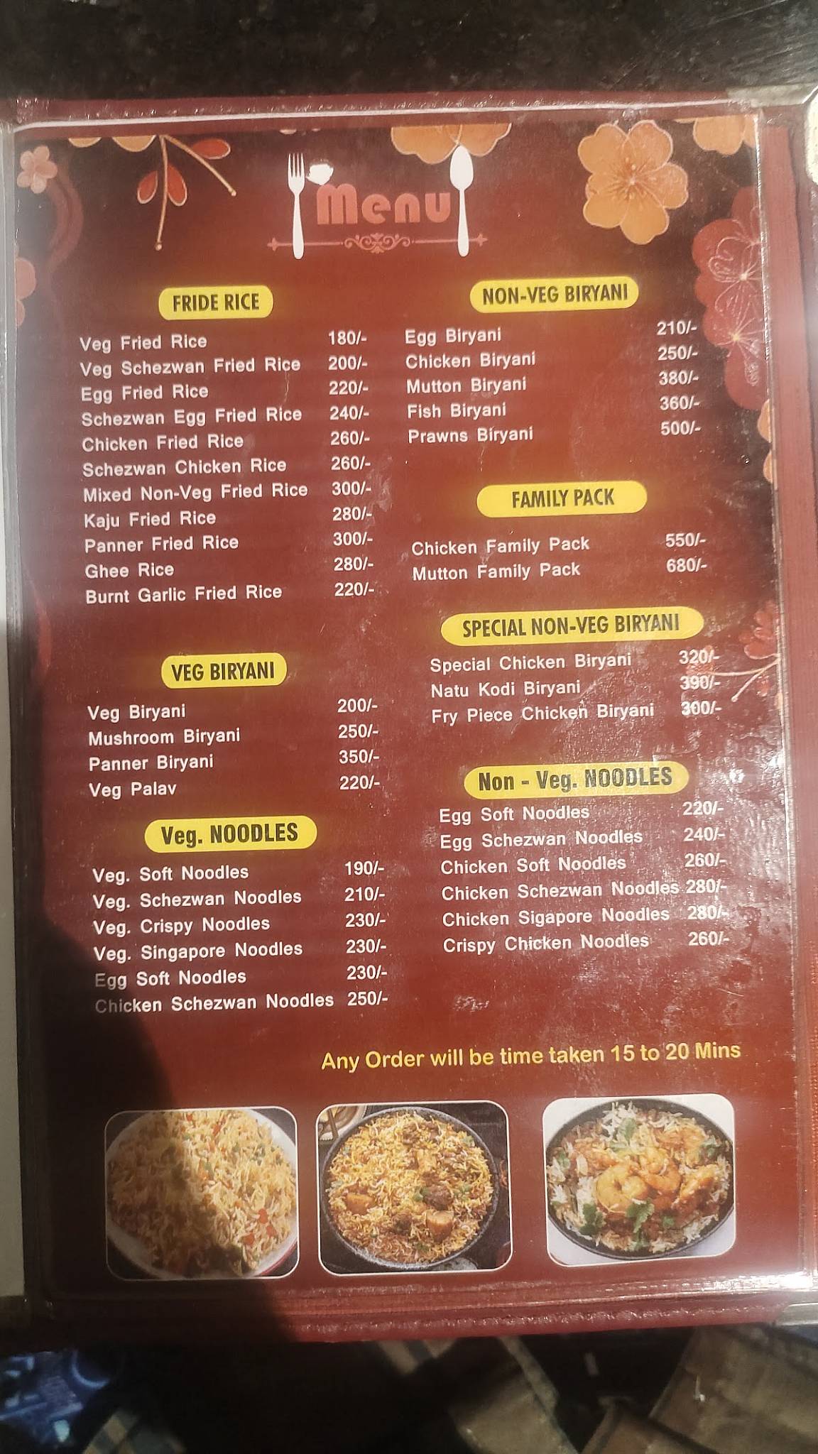 Sri Sai Dhaba Multicusine Family Restaurant menu
