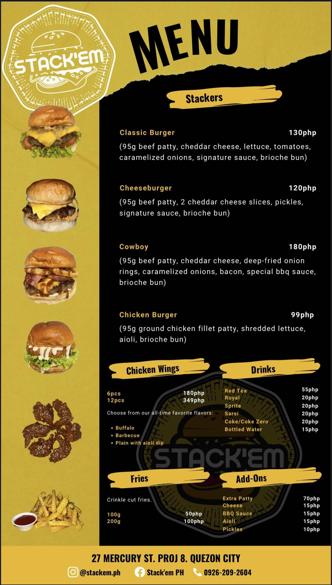 Menu at Stack'em PH restaurant, Quezon City