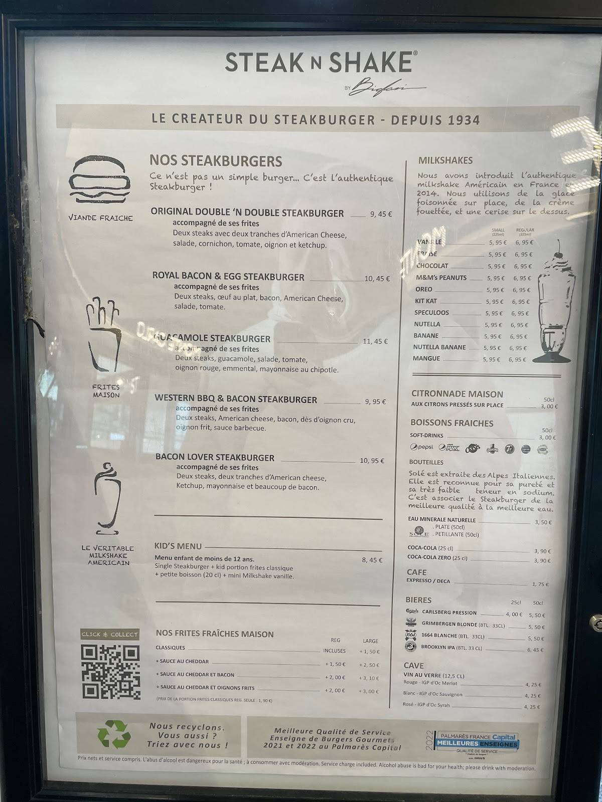 Menu at Steak ‘n Shake restaurant, MonacoVille