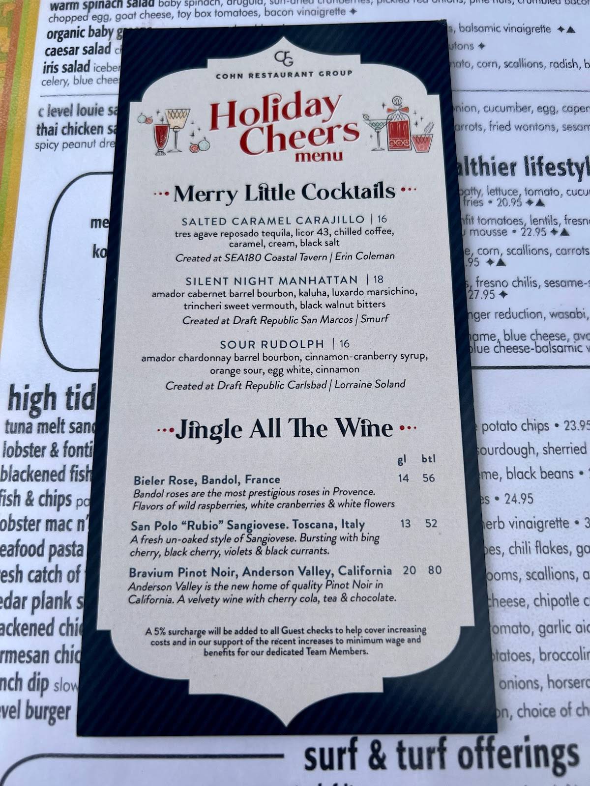 Menu at C Level Lounge steakhouse, San Diego, 880 Harbor Island Dr