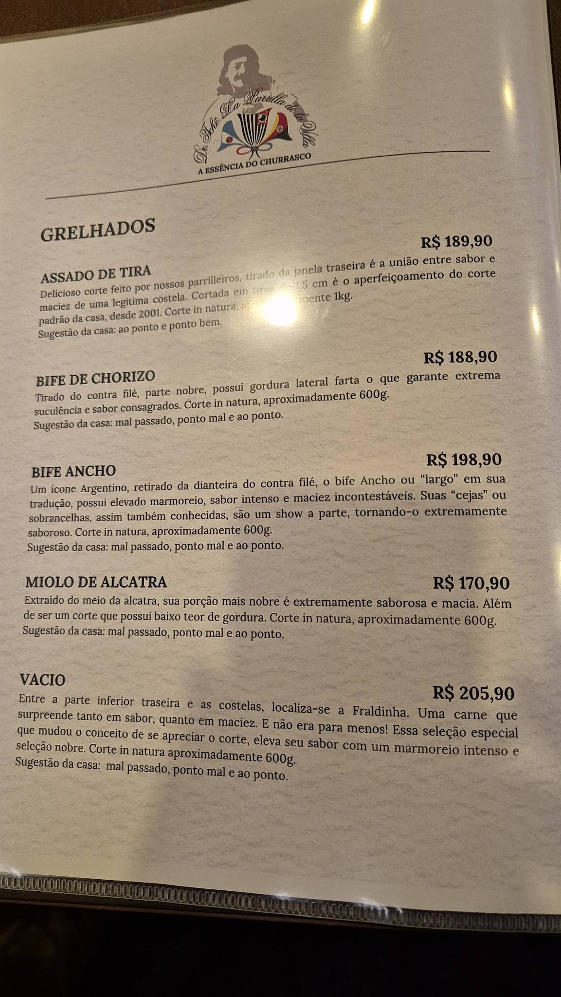 Dr. Tchê La Parrilla de La Villa cardápio
