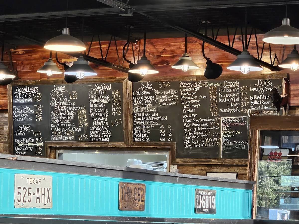 Menu at Hinze's Country Kitchen steakhouse, Wharton