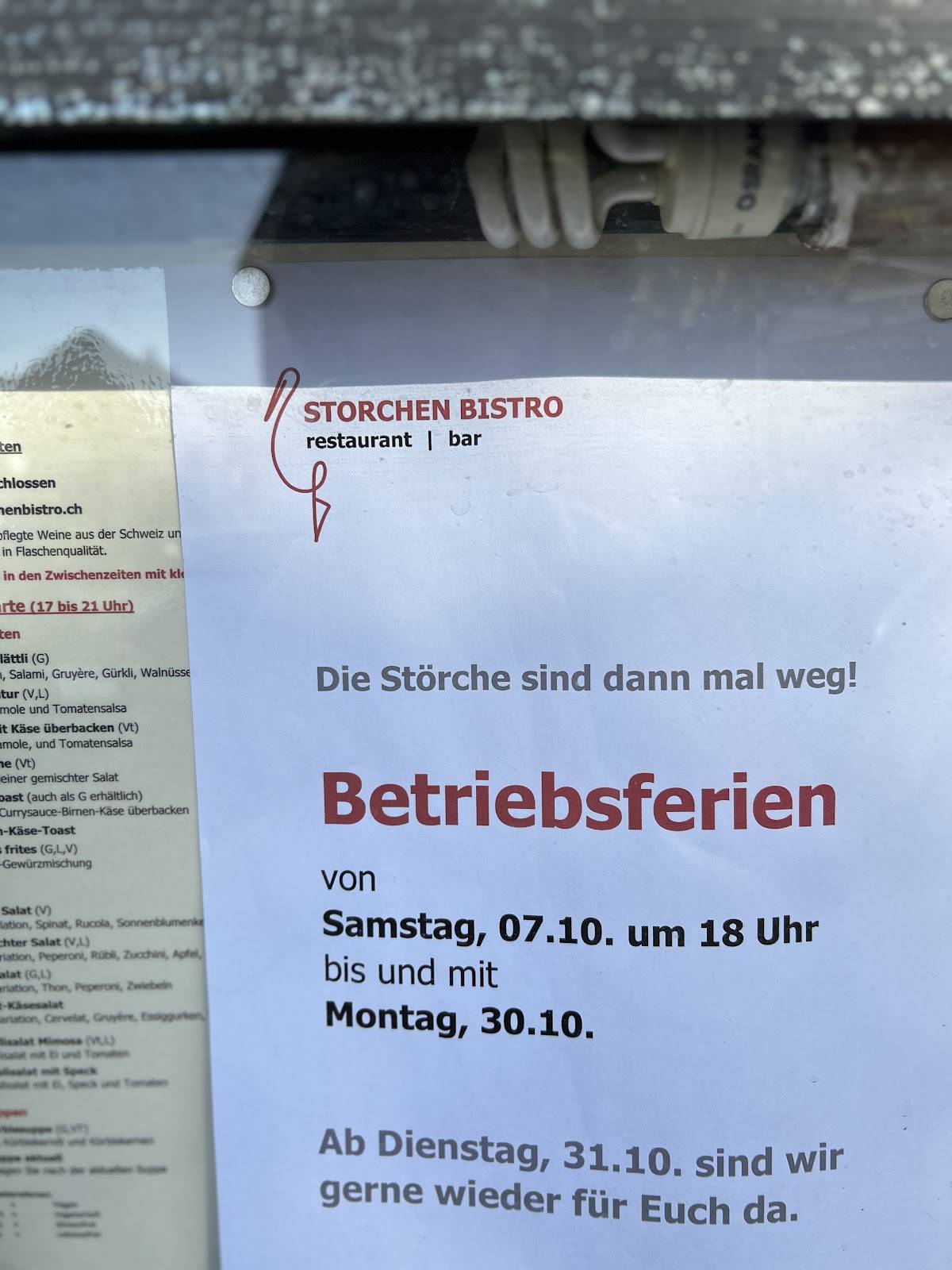 Menu di Storchen Bistro 