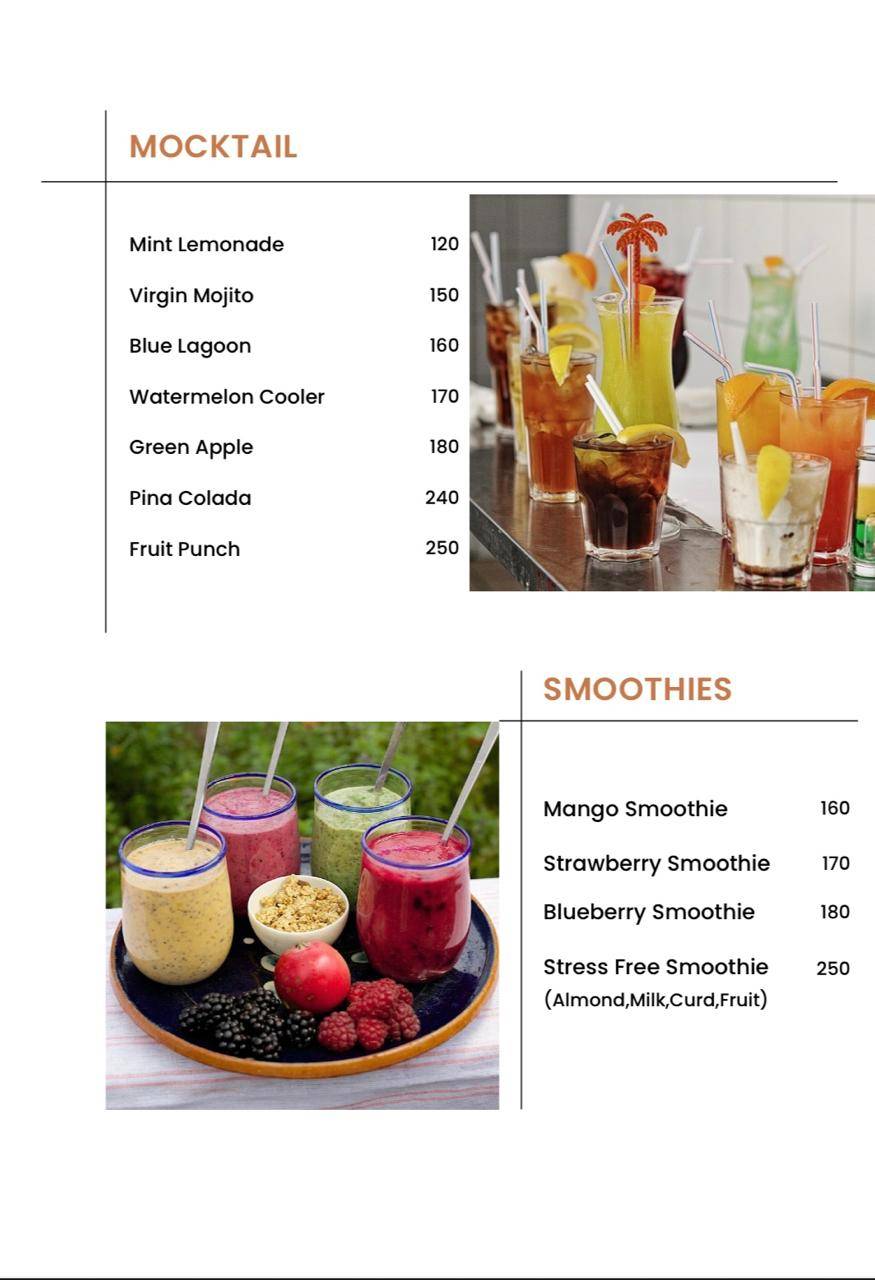 Stress Free Cafe menu