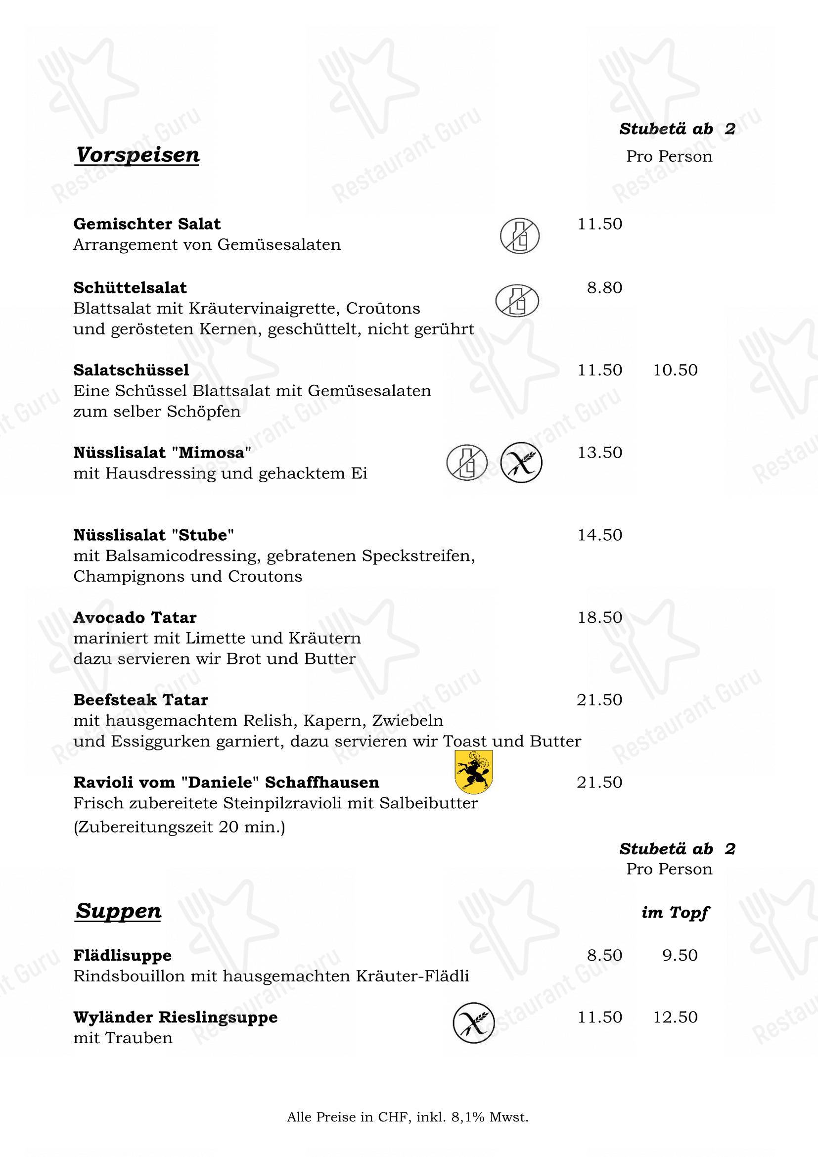 Stube Marthalen in Marthalen - Menu