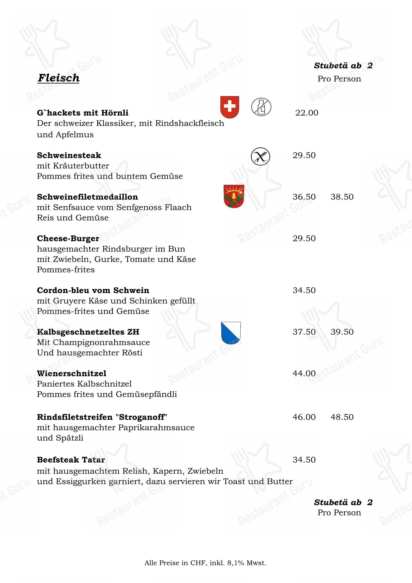 Menu di Stube Marthalen - Menu