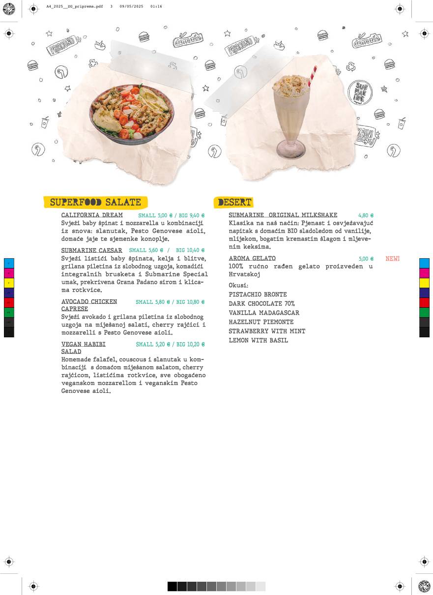 Menu di Submarine Burger Bogovićeva 