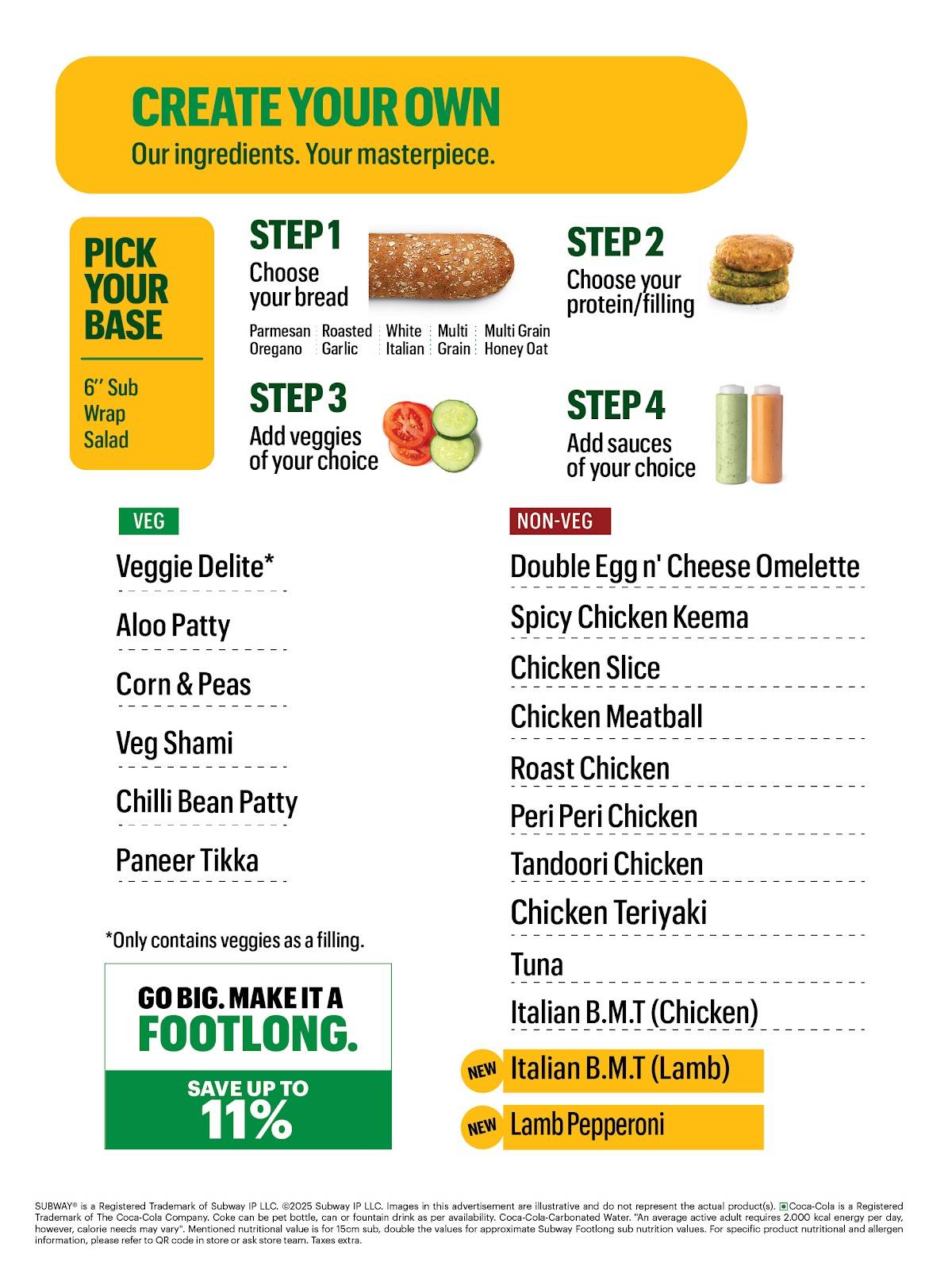 Subway Acropolis Mall menu