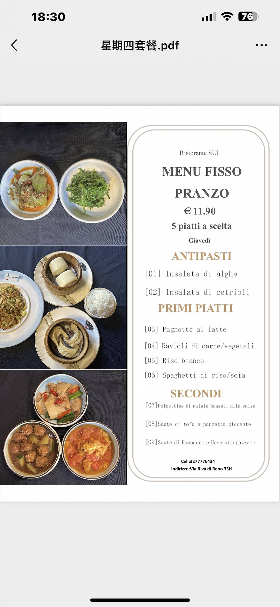 Menu di Ristorante Cinese Sui 