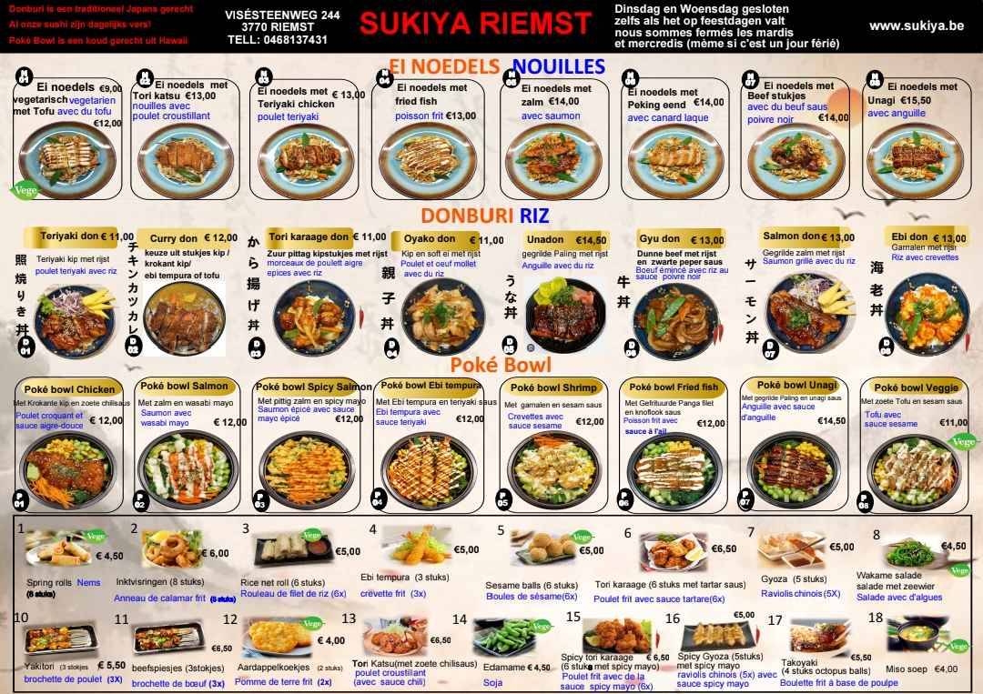 Menu de Sukiya