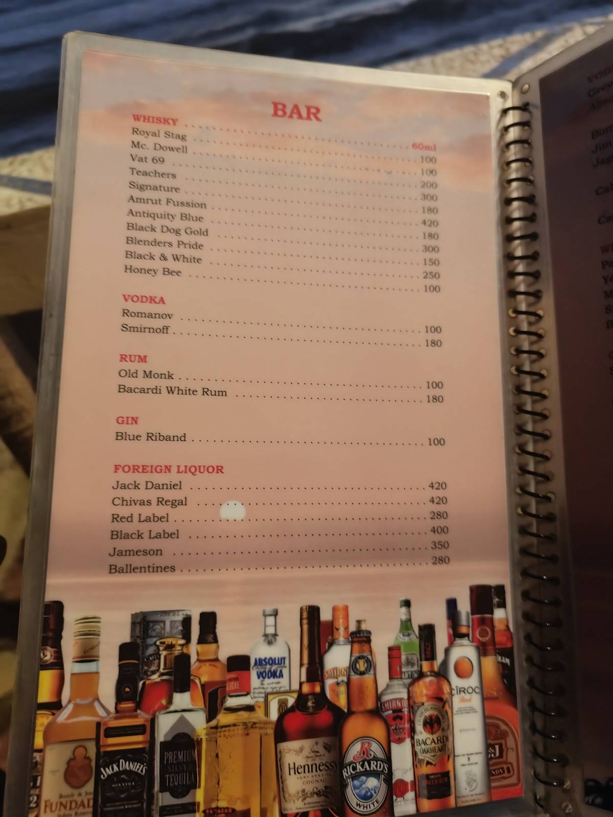 Sunset Restaurant and Hotel menu