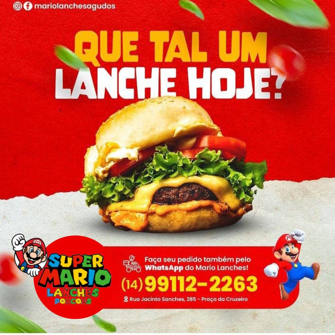 Super Mario Lanches Sucos e Porções cardápio