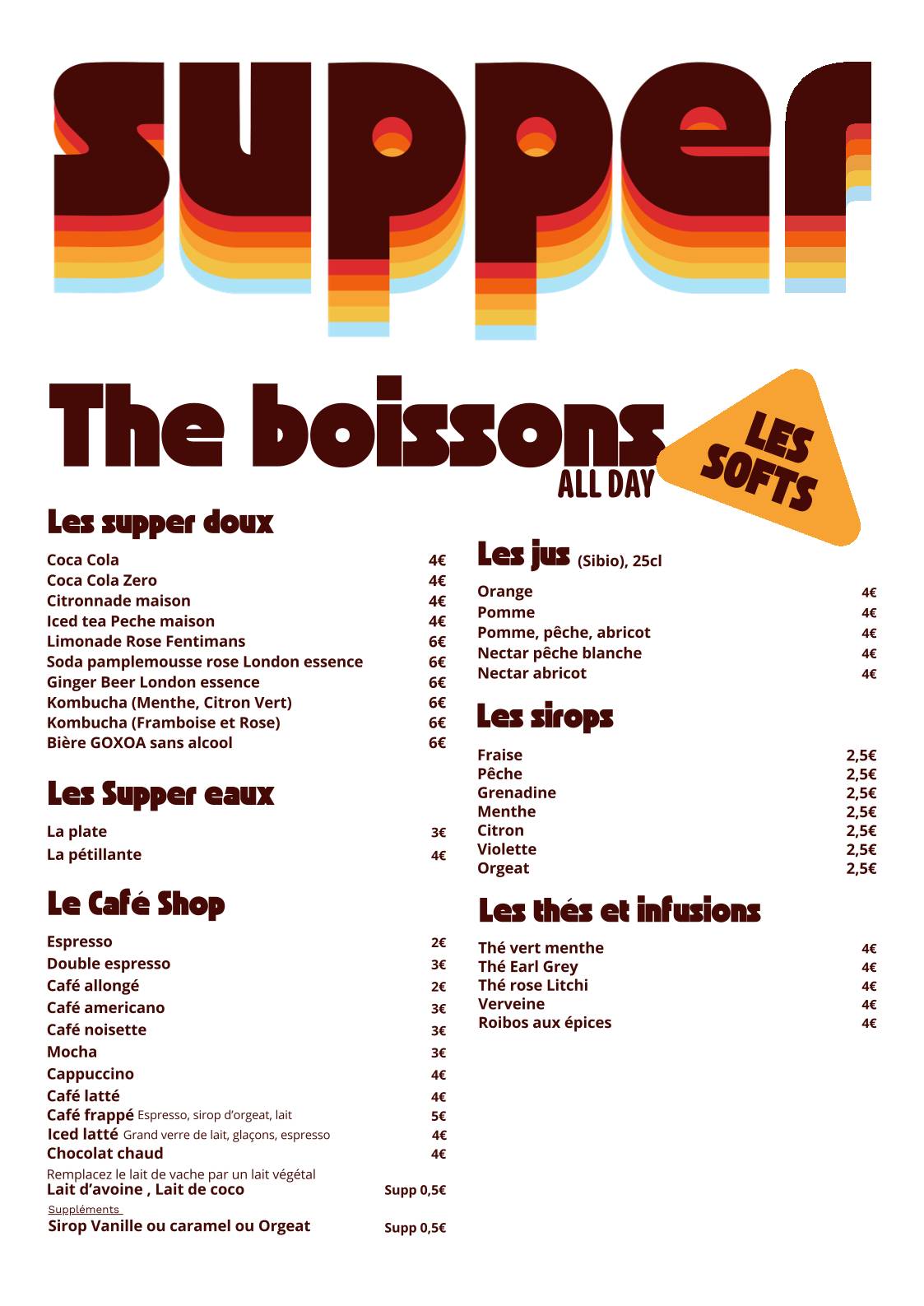 Menu de Supper Bar Restaurant