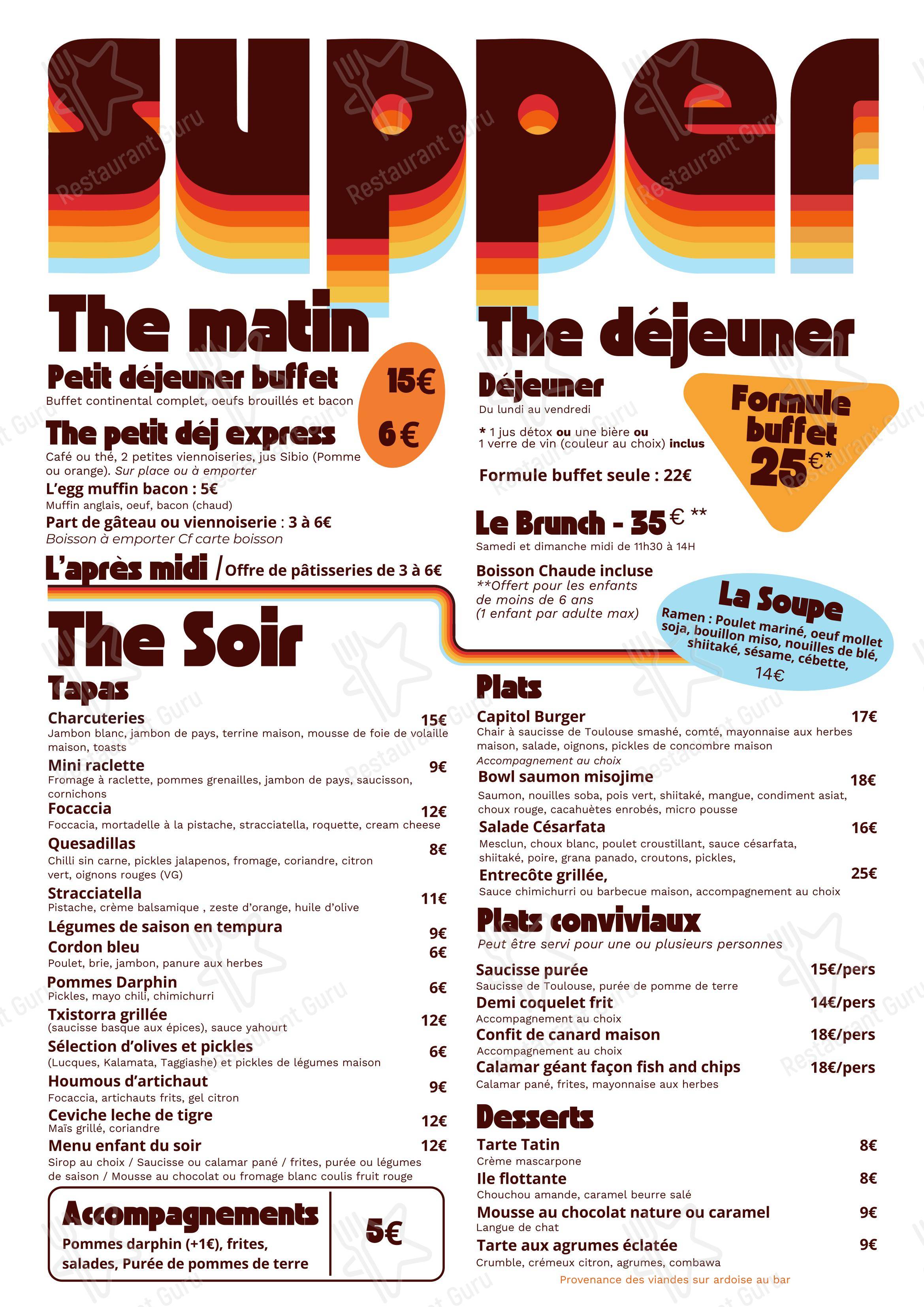 Supper Bar Restaurant dans Labège - Menu