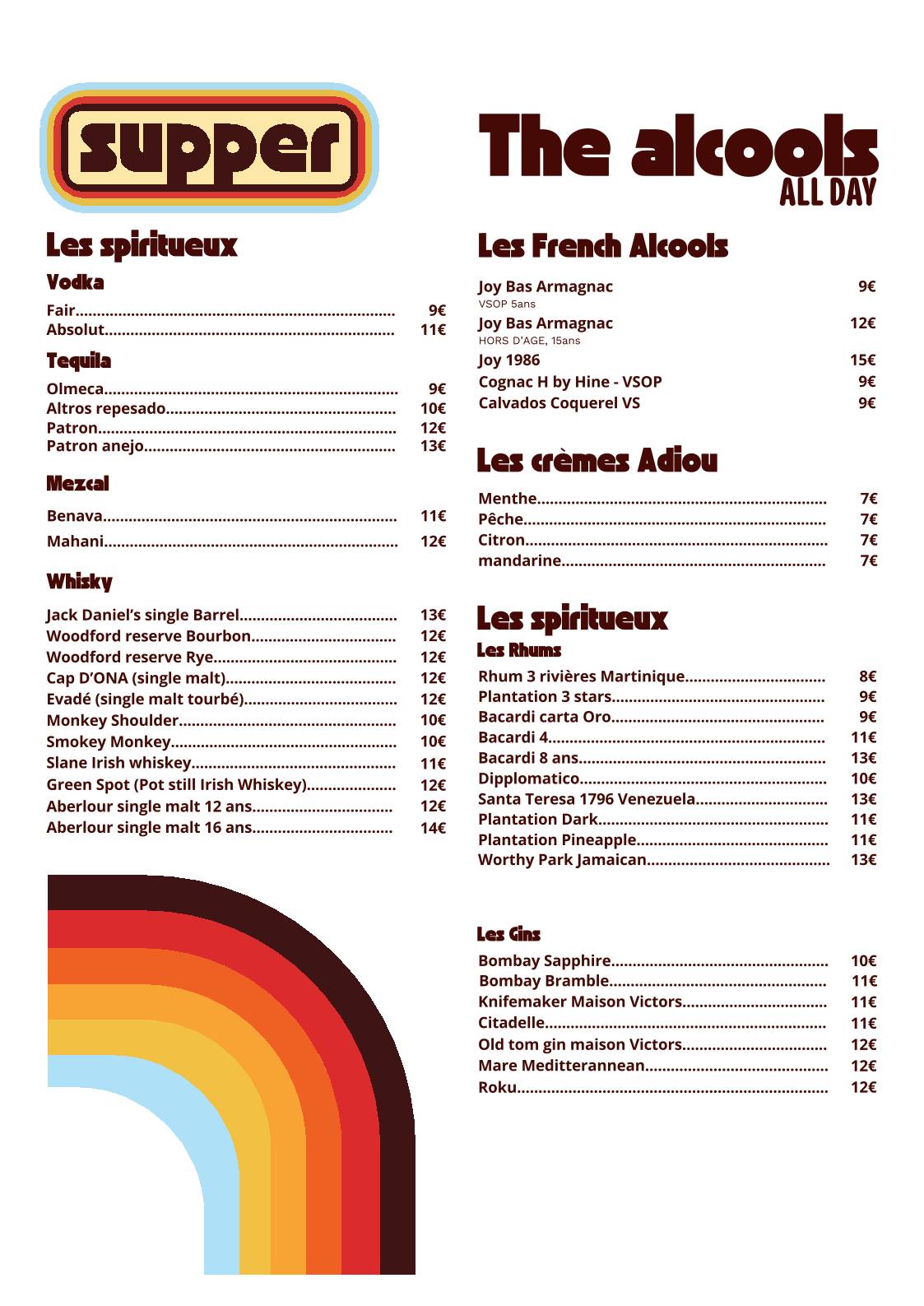 Menu de Supper Bar Restaurant