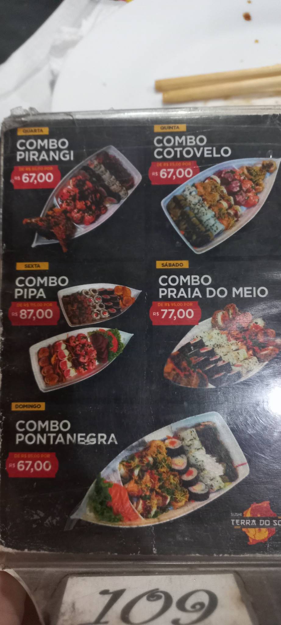 Sushi Terra do Sol cardápio