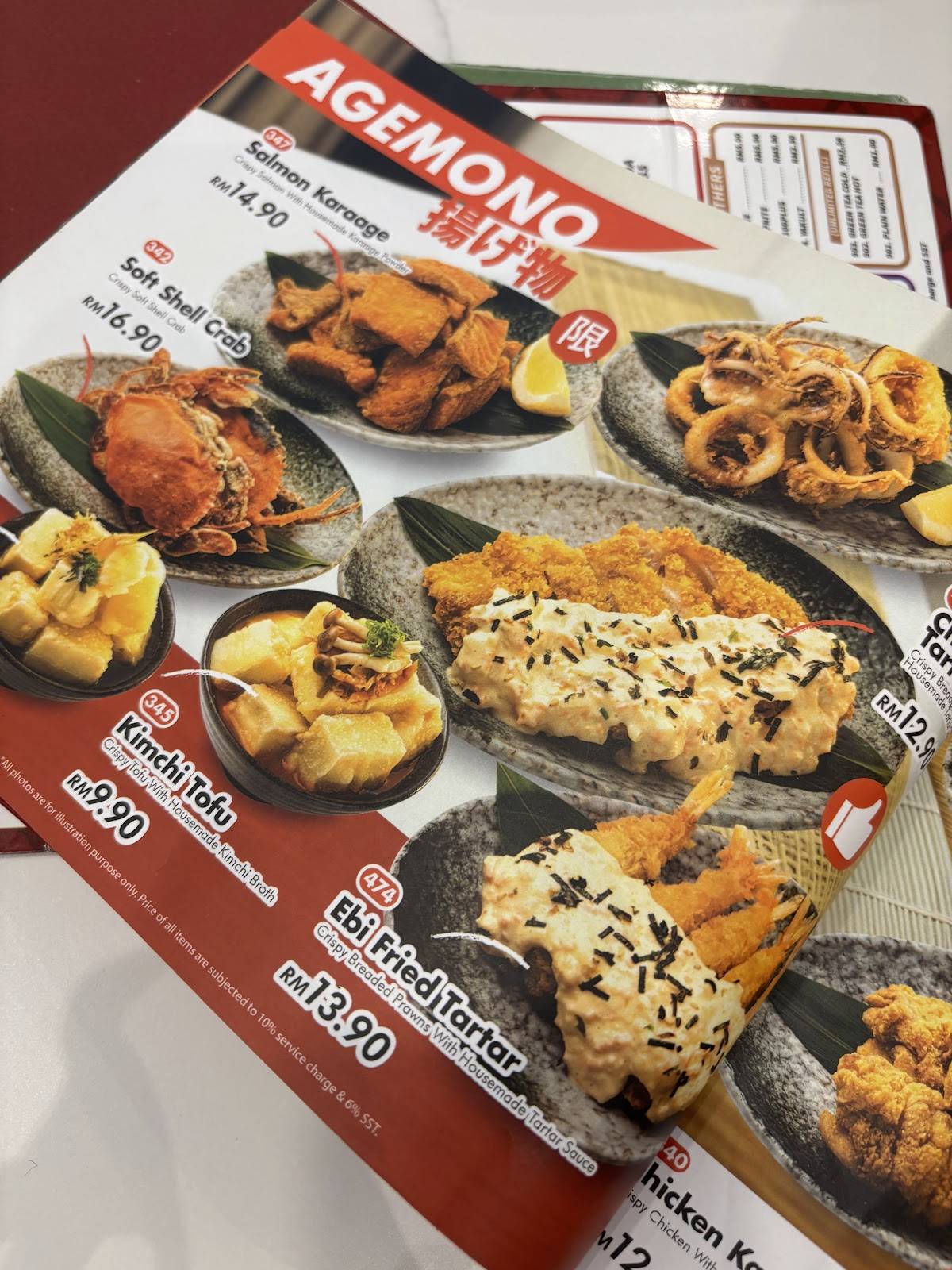 Menu at Sushi YA Raja Uda Butterworth Penang restaurant, Butterworth