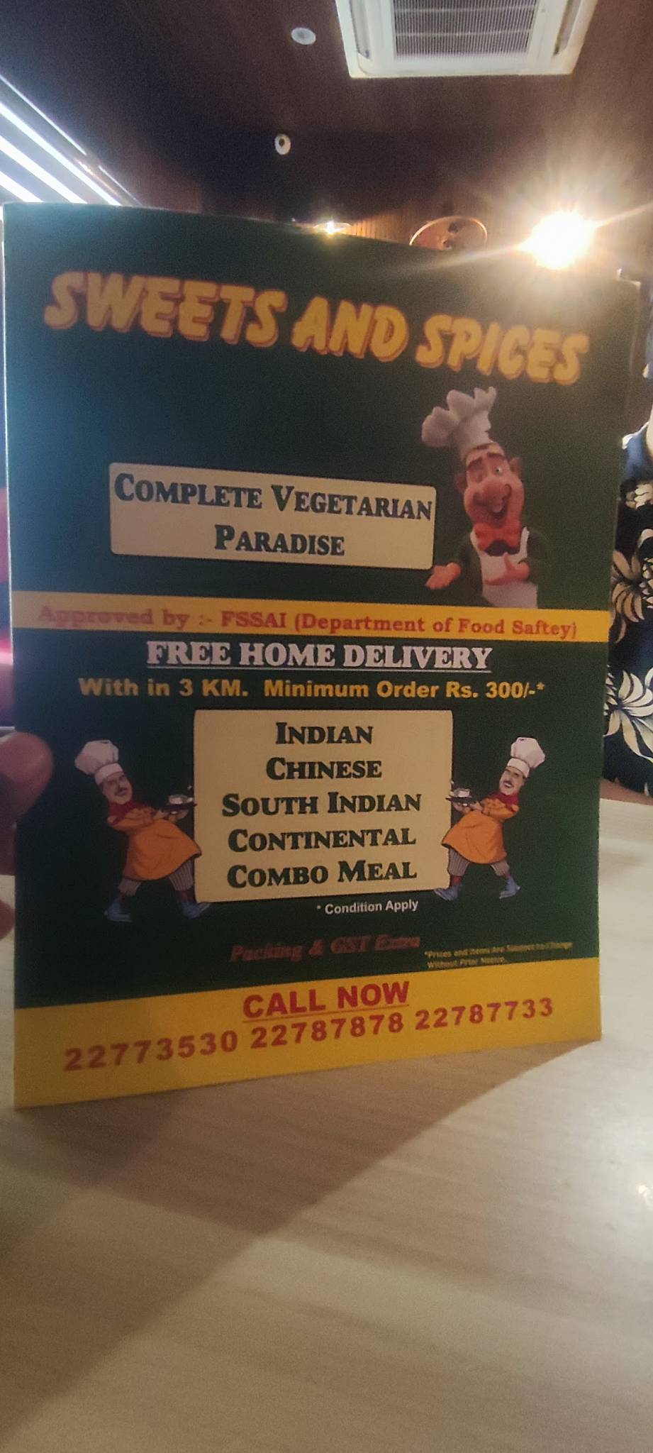 Sweets & Spices menu