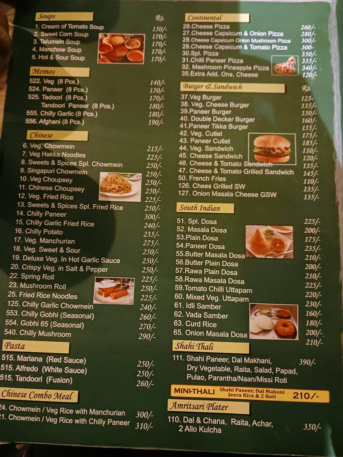 Sweets & Spices menu