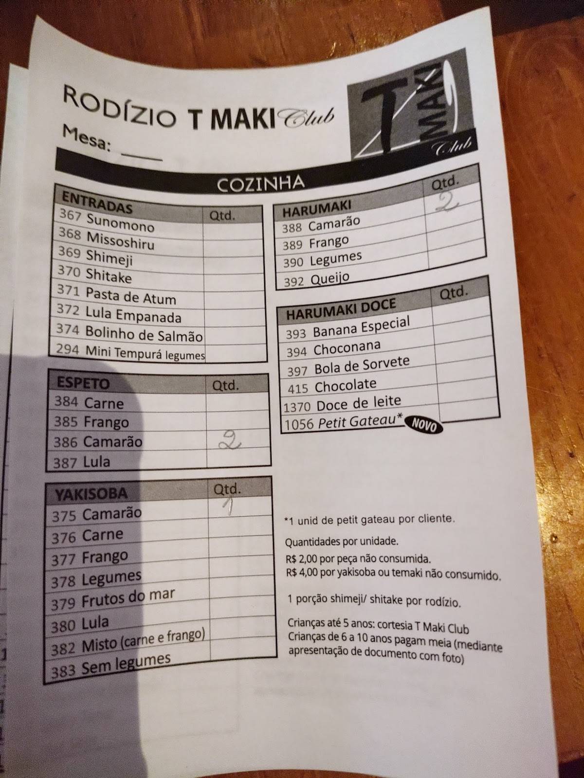 T Maki Club Tijuca cardápio