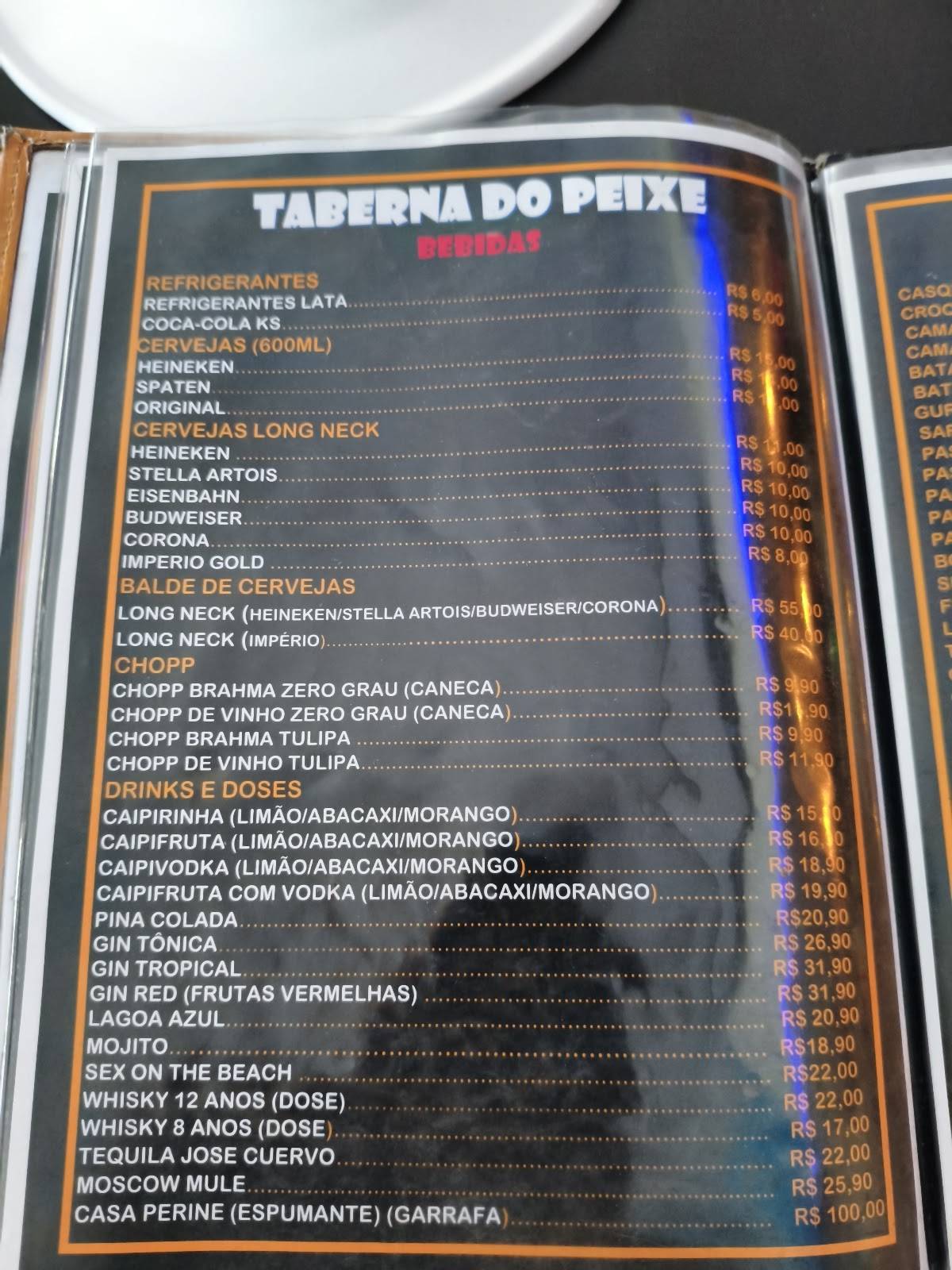 TABERNA DO PEIXE - NILÓPOLIS cardápio