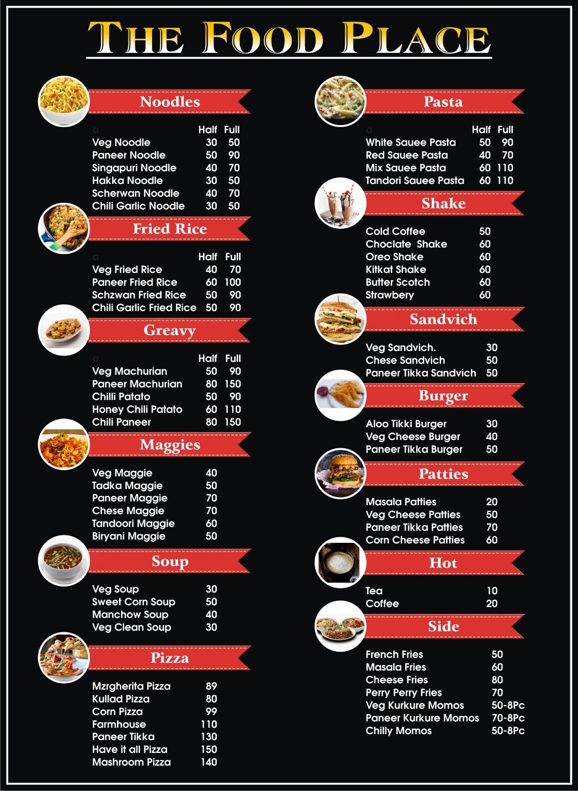 THE FOOD PLACE menu