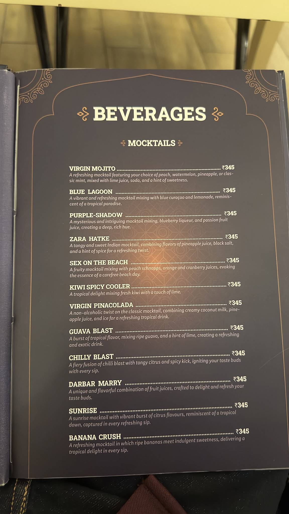 THRONES menu