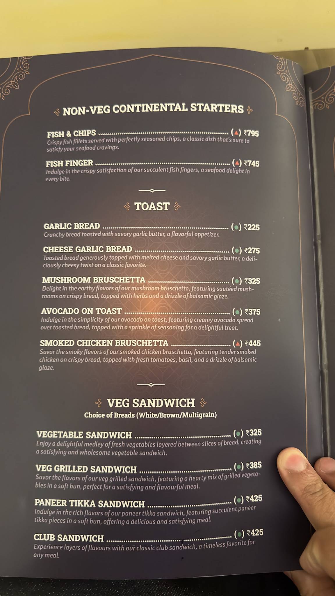 THRONES menu