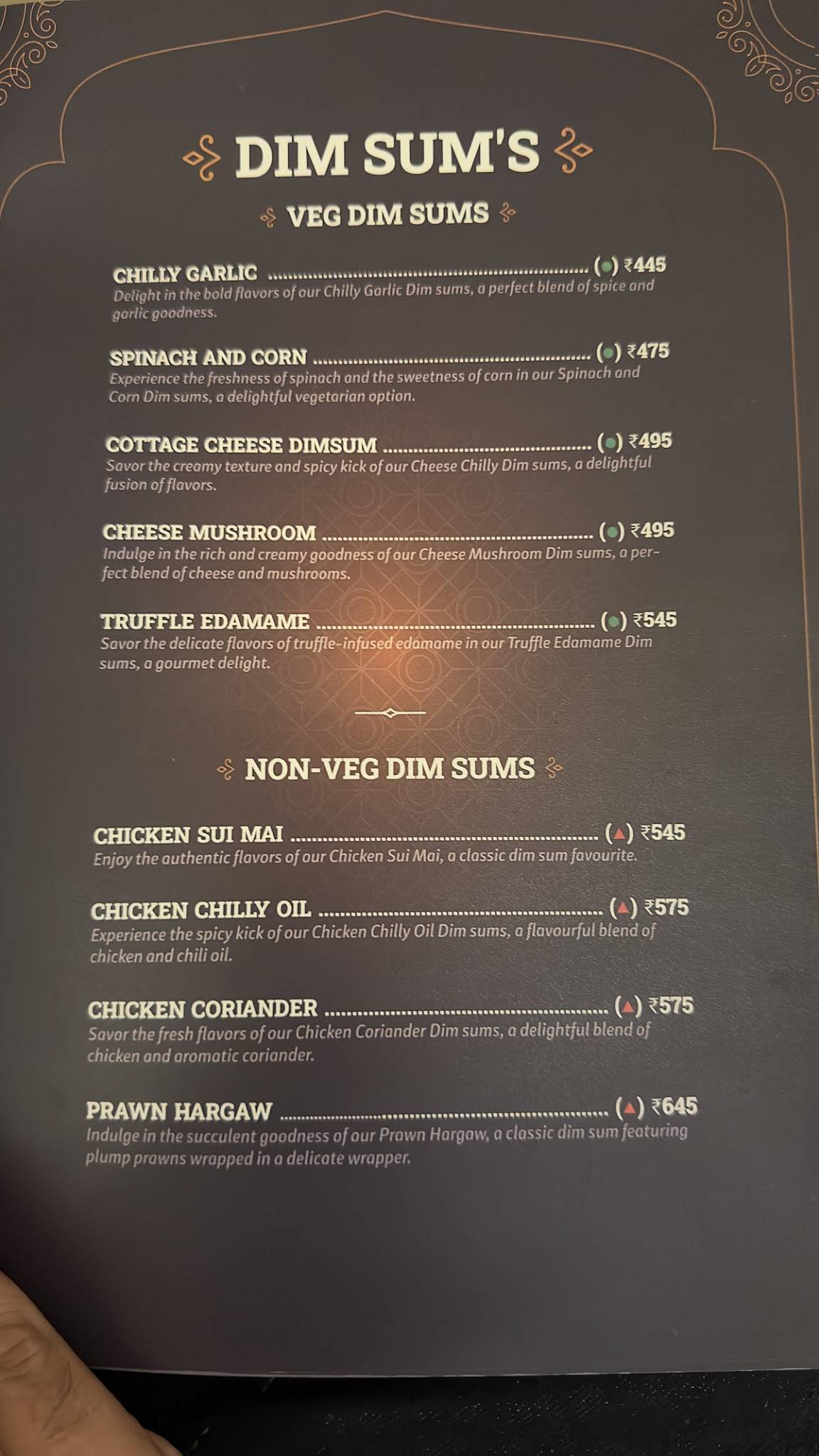 THRONES menu