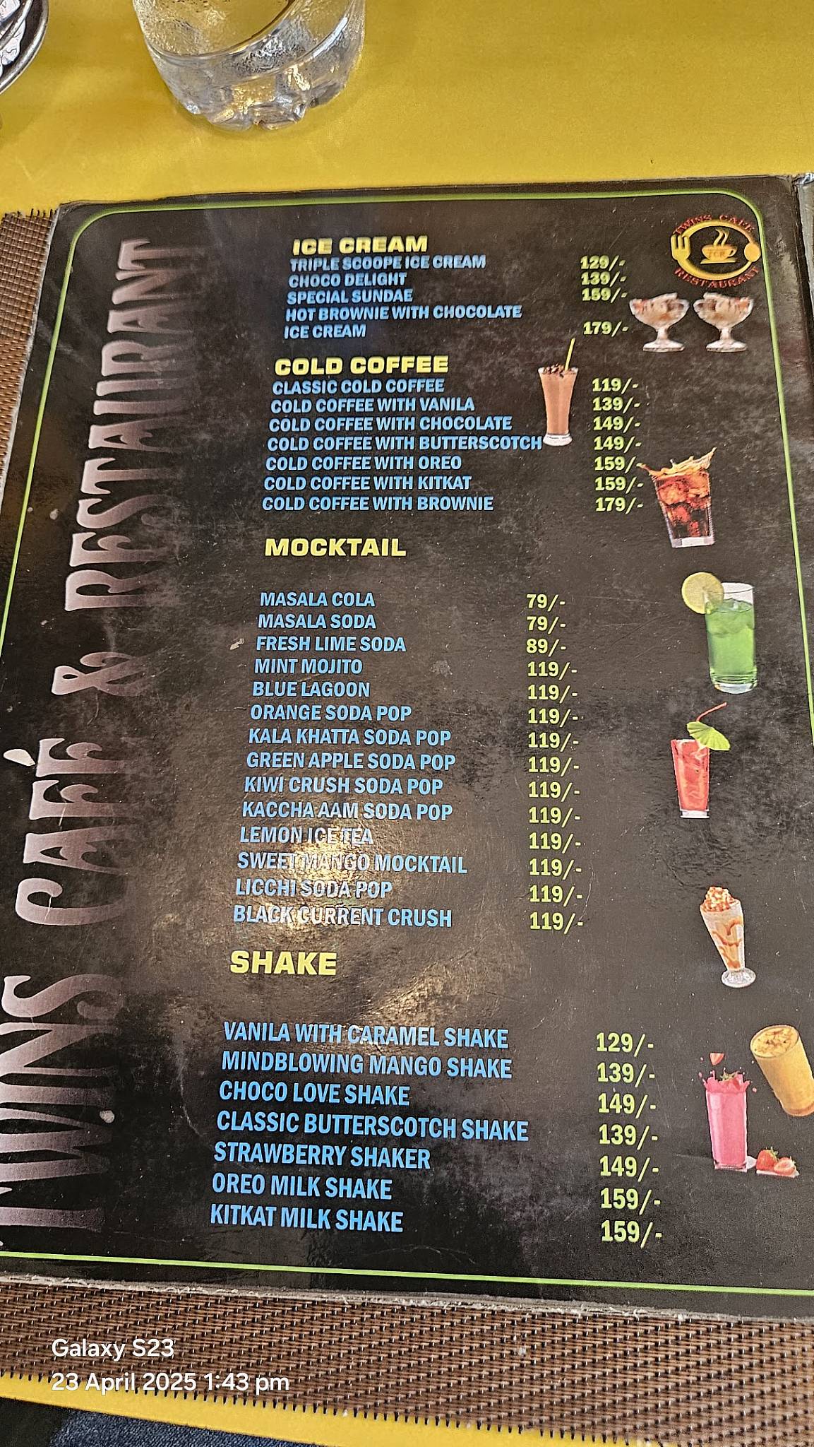 TWINS CAFE & RESTAURANT menu