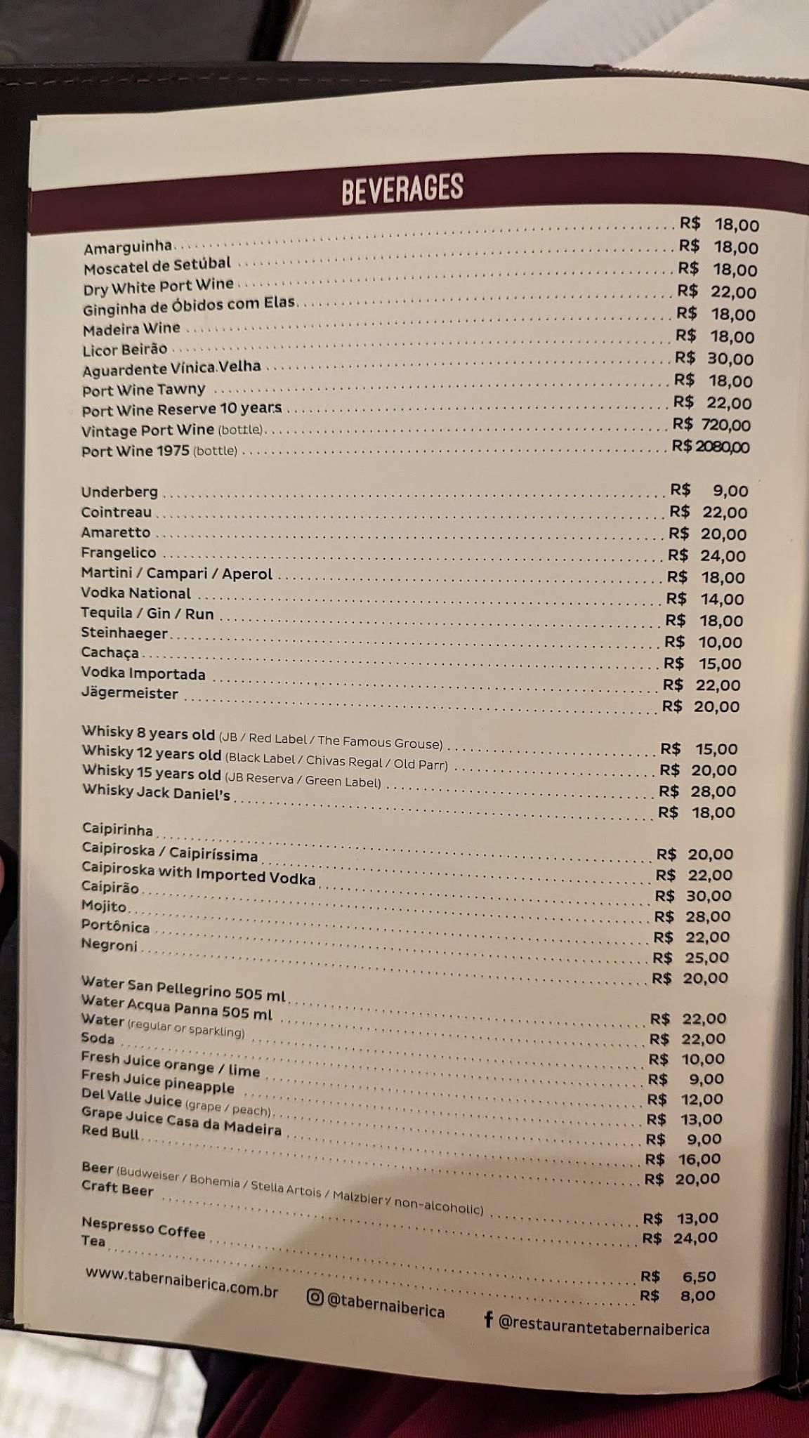 Taberna Ibérica cardápio
