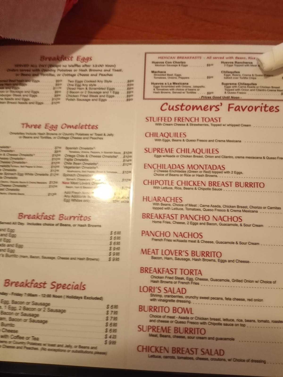 Menu at Taco Joe's Mexican Restaurant, Rialto