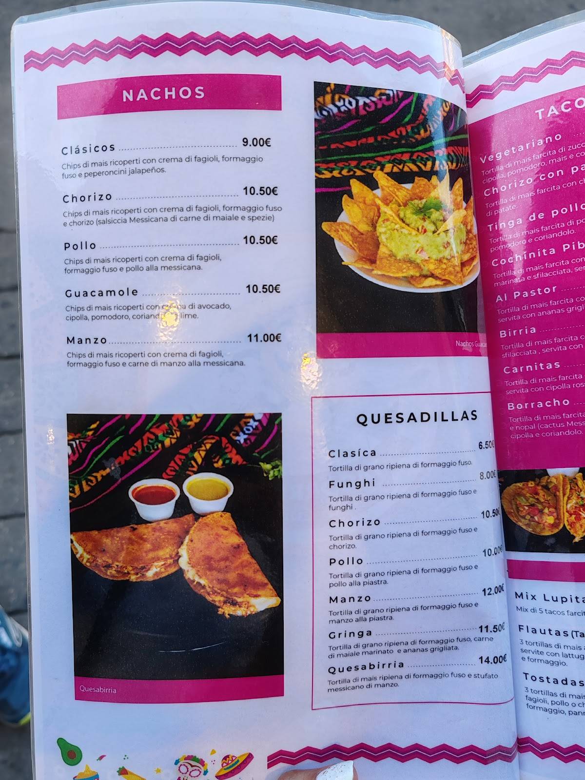 Menu di TacoRRiendo de Lupita 