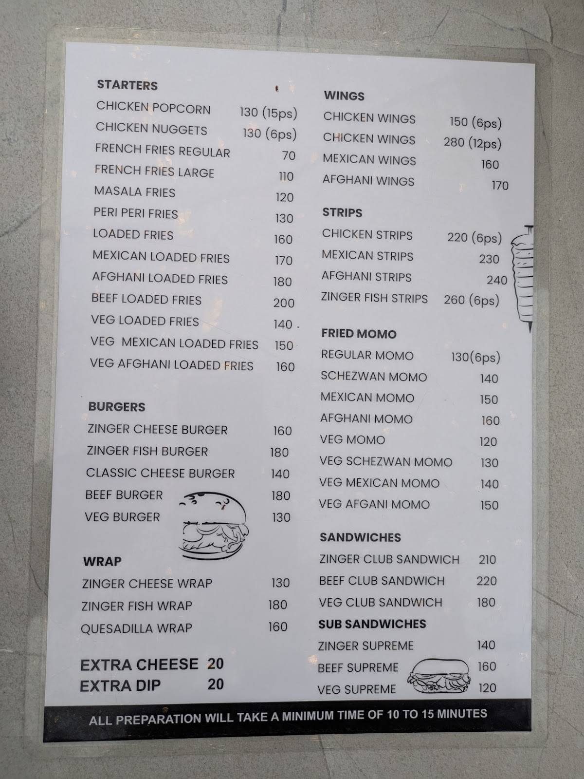 Take Off Cafe menu