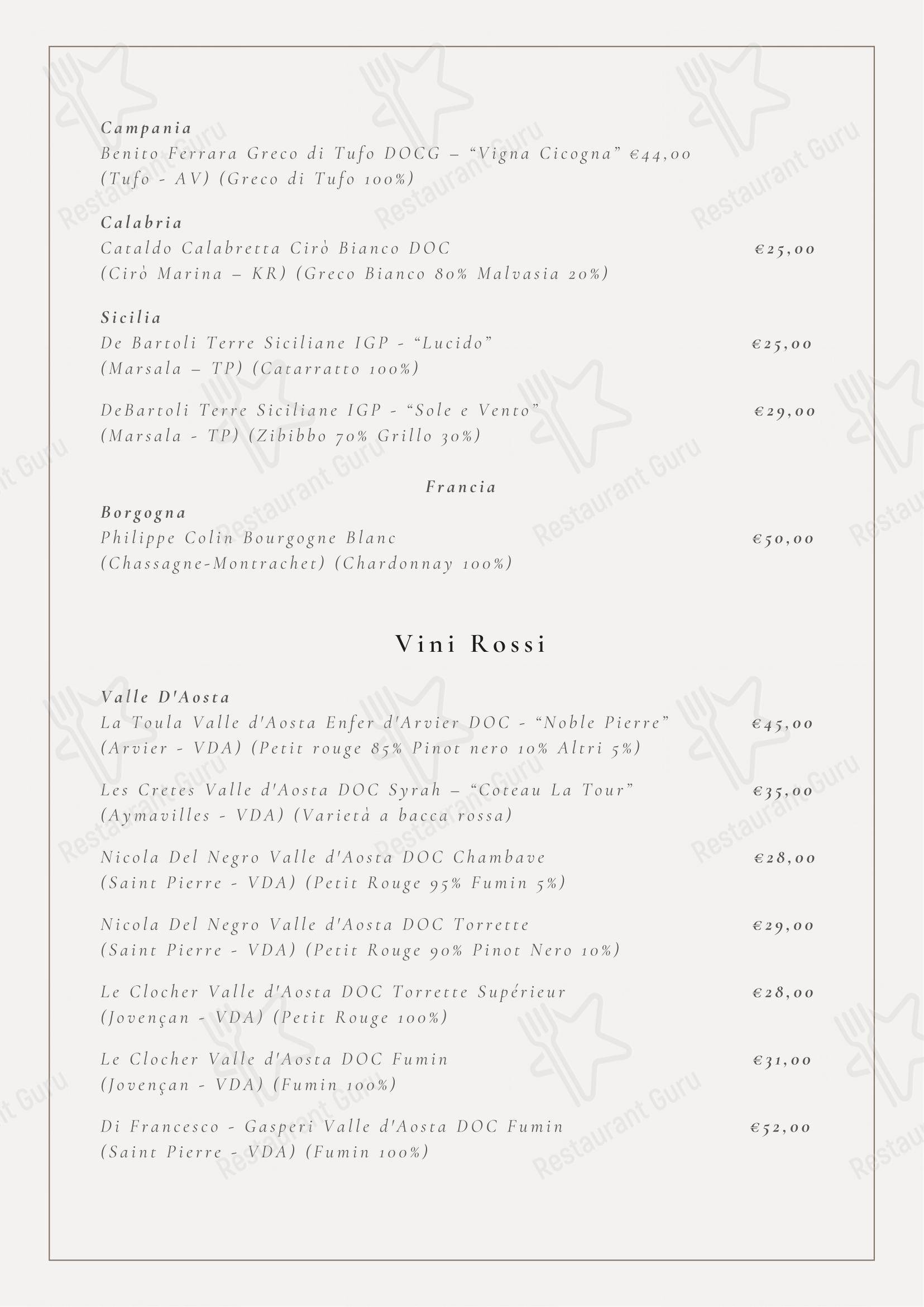 Menu di Talon Ristopub Pizzeria - Menu bar