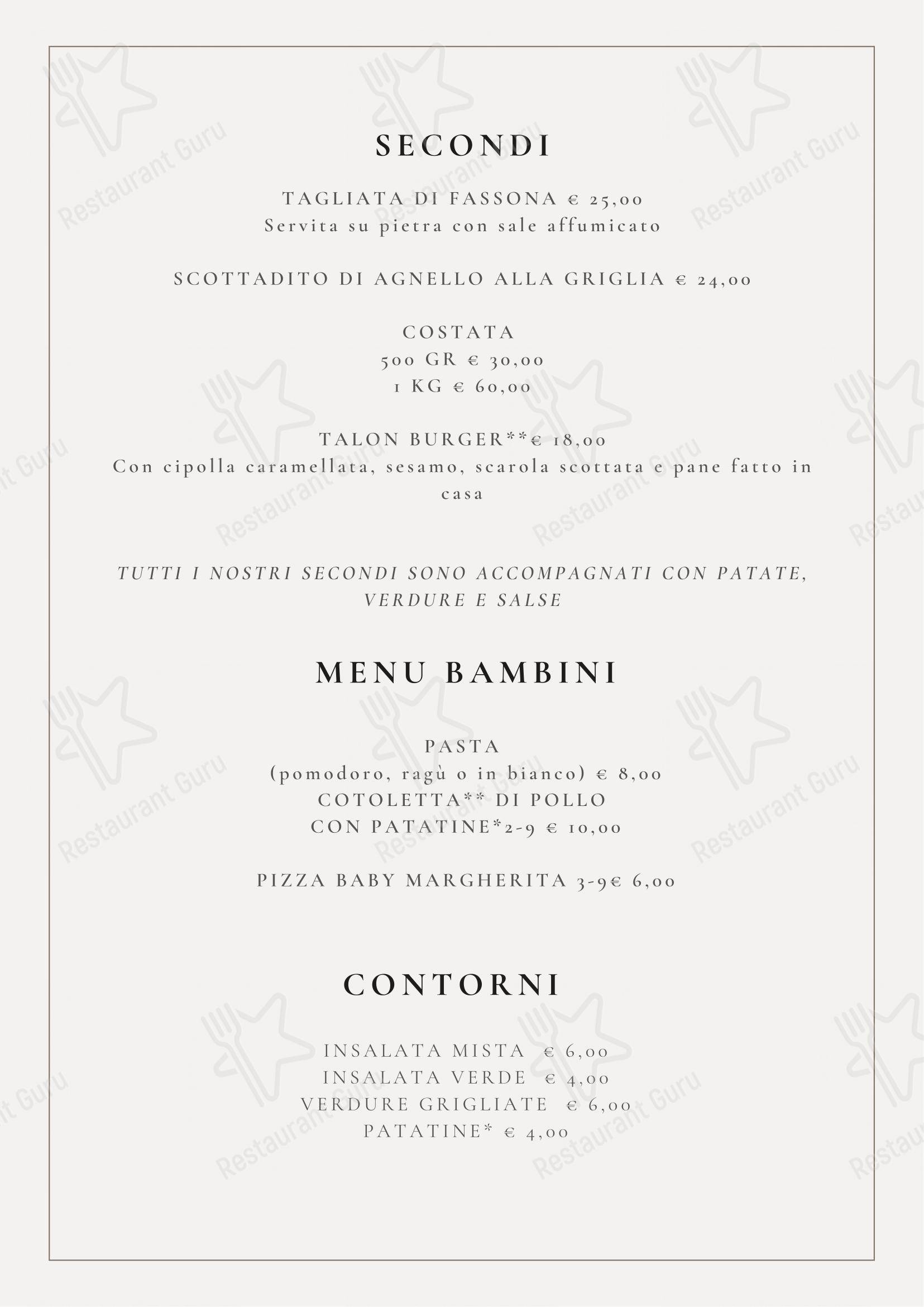 Основное меню per Talon Ristopub Pizzeria in Pollein