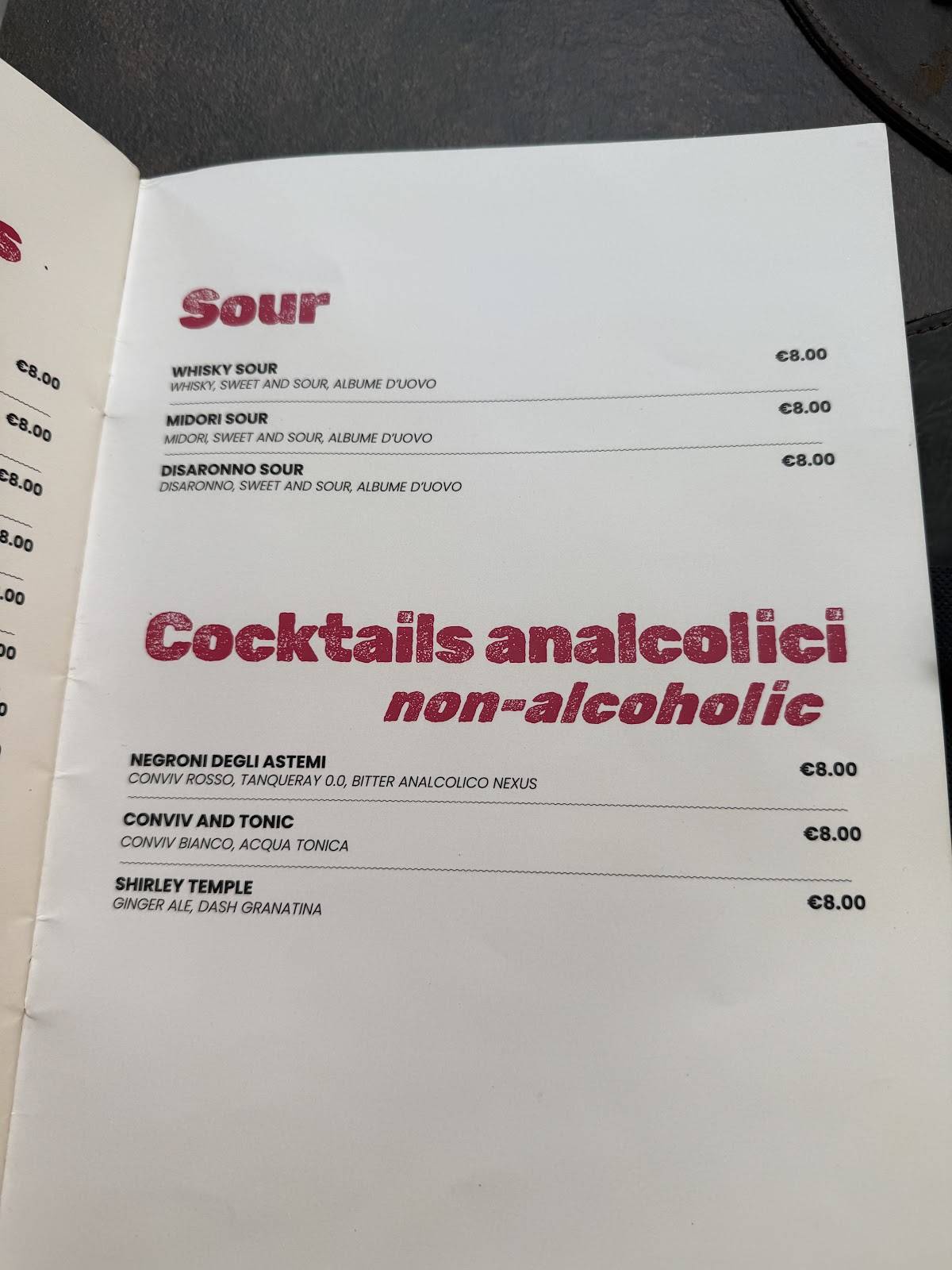 Menu di Tamerò Firenze 