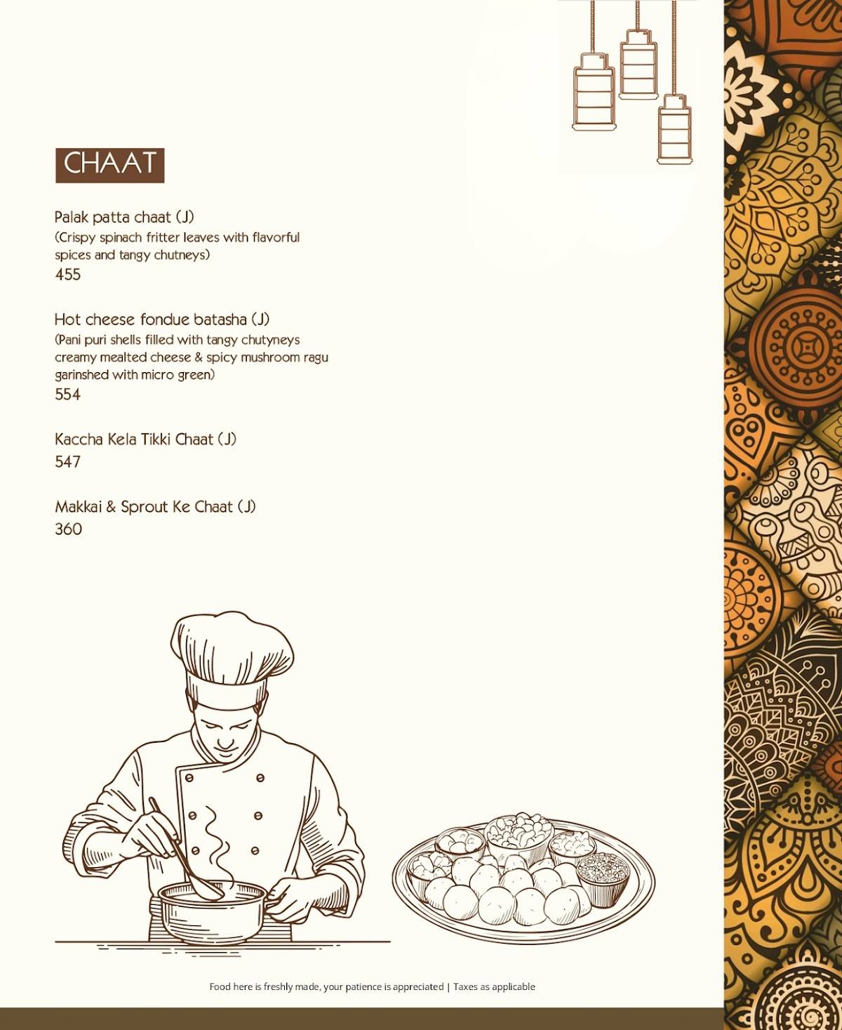Tanatan Juhu - Kitchen & Bar menu