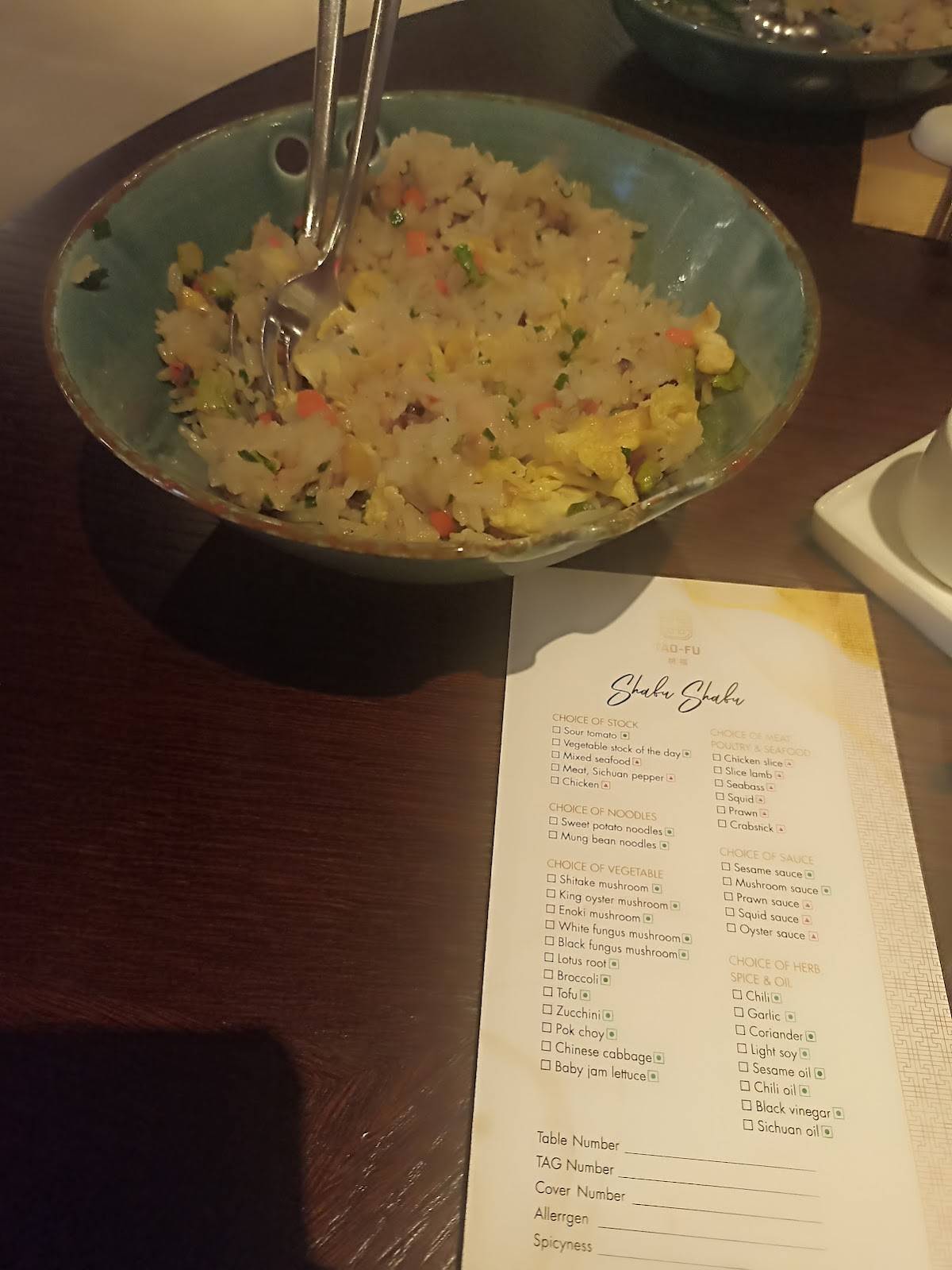 Tao-Fu menu