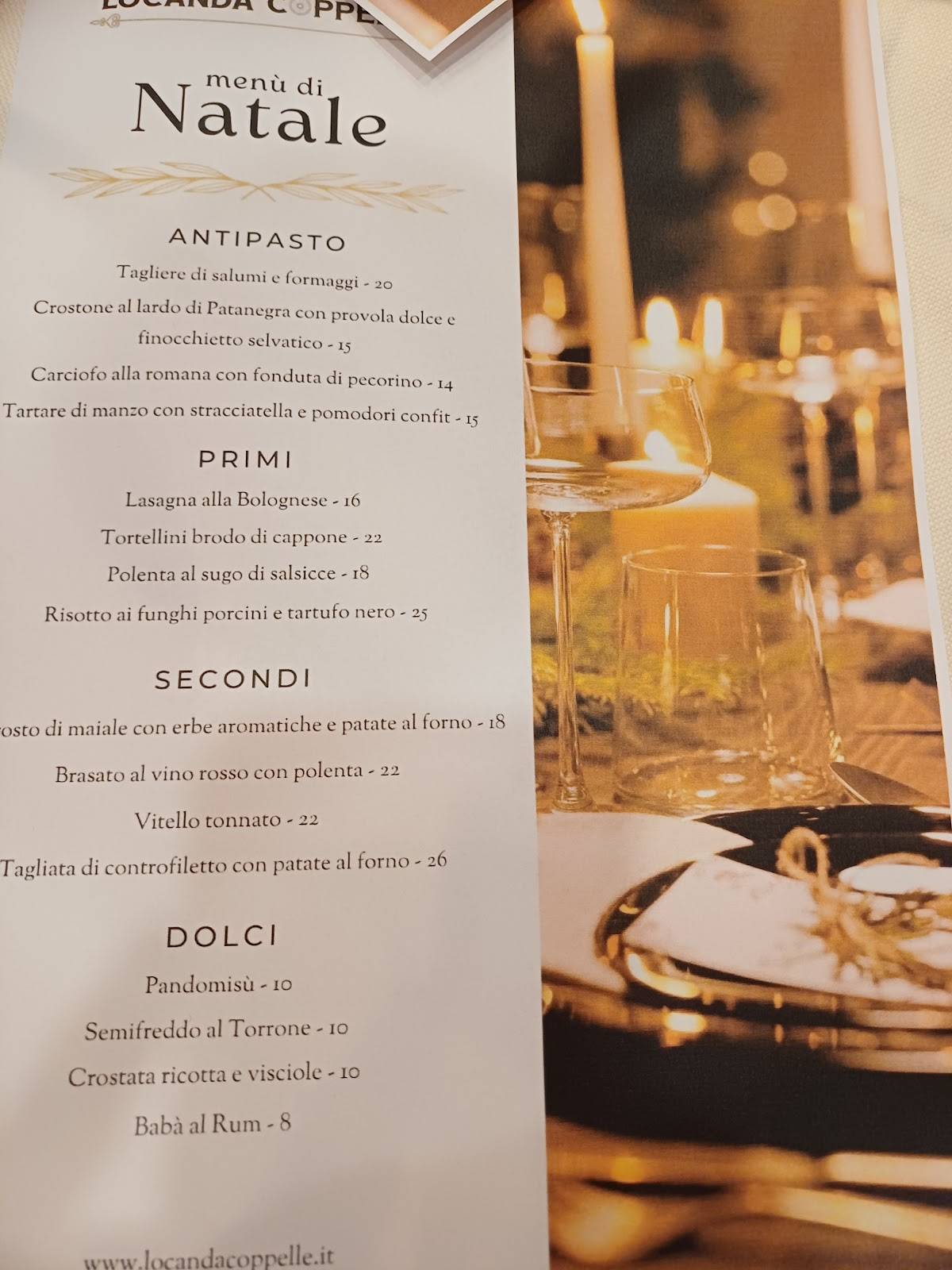 Menu di Taverna Le Coppelle 
