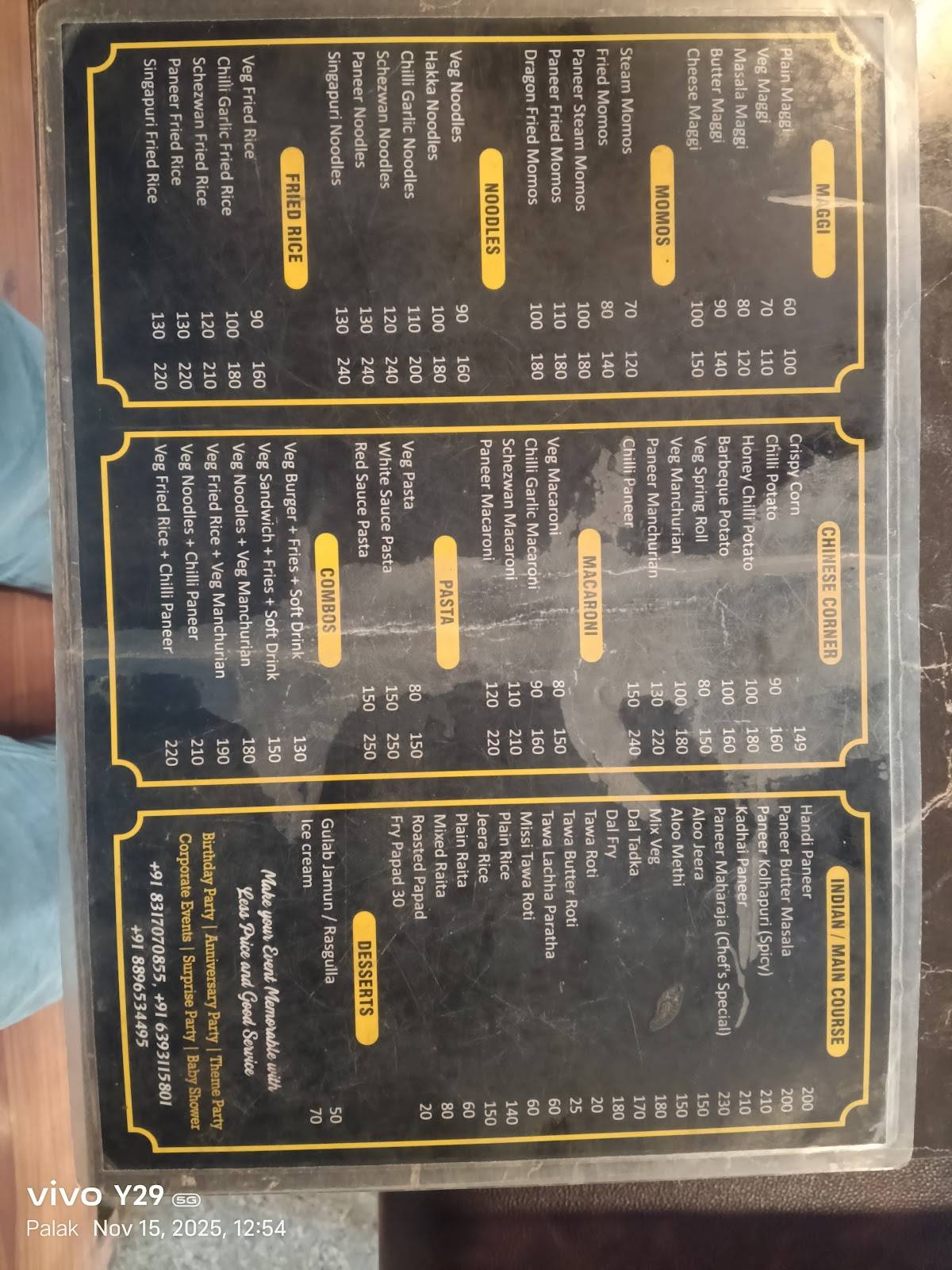 Tea Hub Tea & Snacks menu