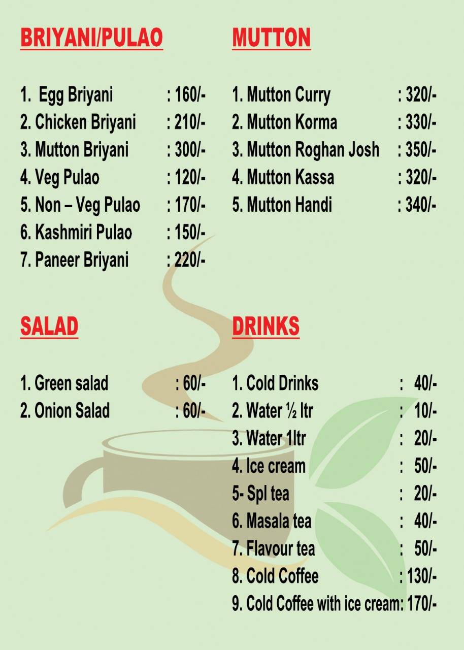 Menu at TeaOPia Family Restaurant, Goalpara